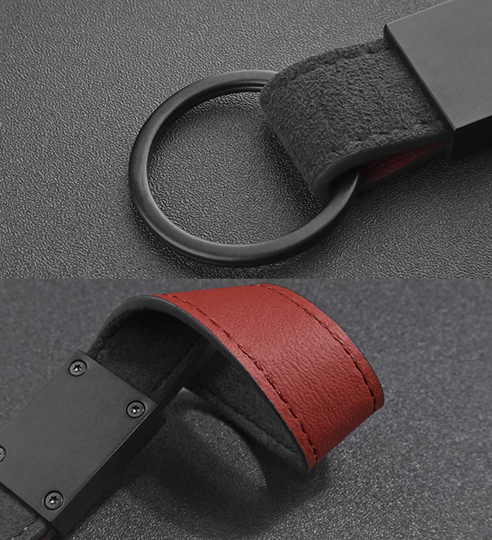 BOLLAER Luxury Leather Key Ring Keychain for Porsche Audi BMW - Medium Black Model 111-586