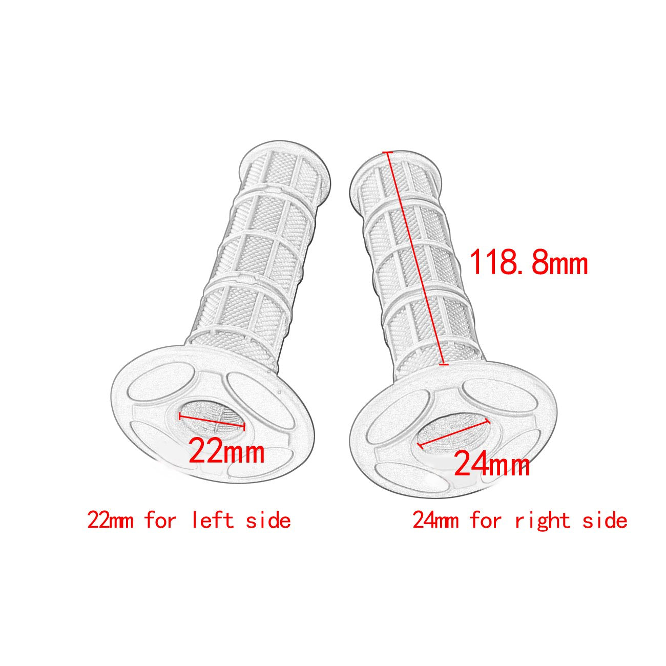 7/8'' Practical Motorcycle Hand Grips Dirt Bike Motocross Gel Handlebar 2Pc- Light Blue