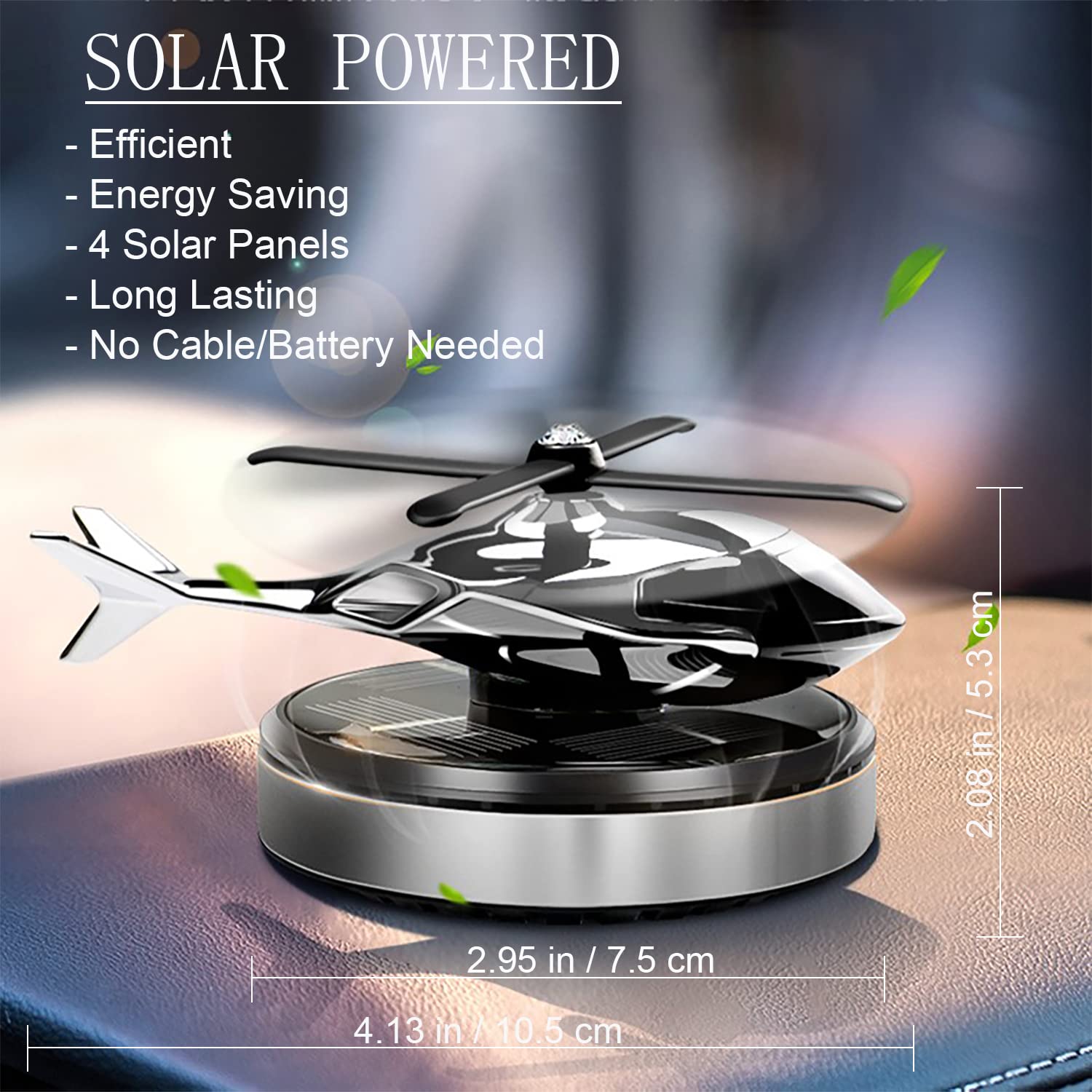 Niceada Car Air Freshener, Helicopter Solar Energy Rotating Aromatherapy Aviation Al Alloy Diffuser, Interior Decoration Accesso