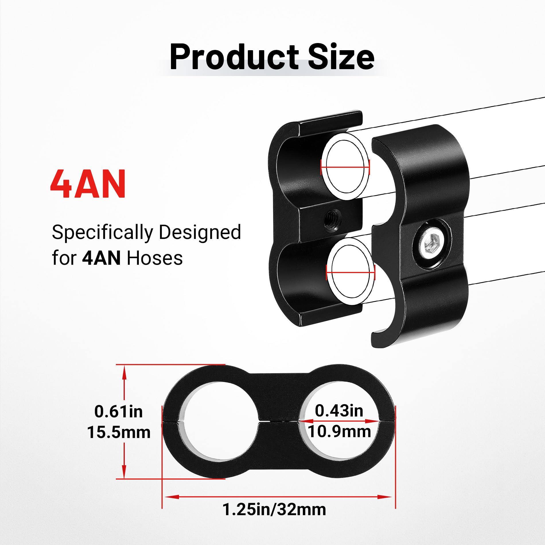 Evil Energy 4An Hose Separator Clamp, An4 Fuel Line Mounting Clamp Aluminum Black 4Pcs