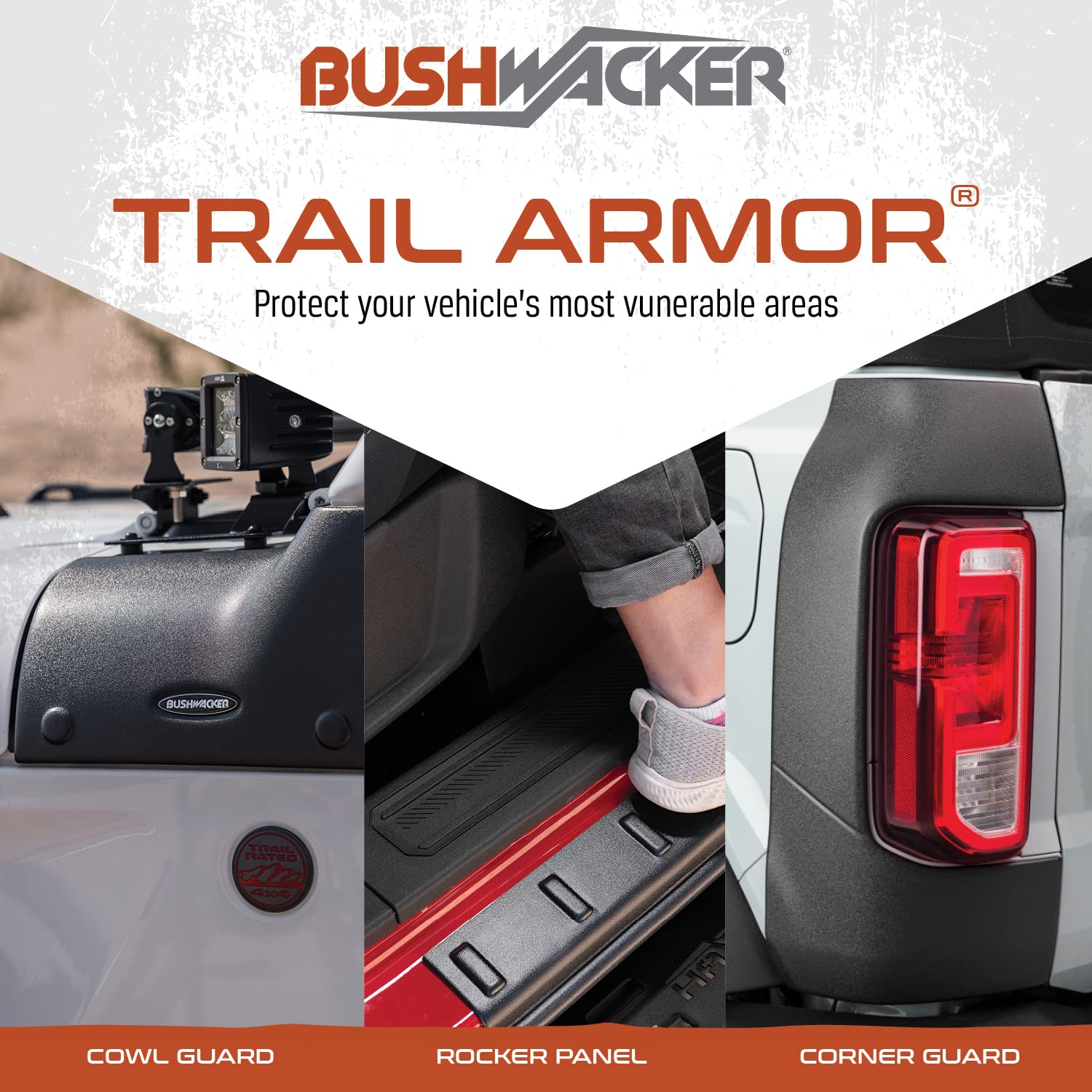 Bushwacker Trail Armor Side Rocker | 4-Piece Set, Black, Textured Finish | 14064 | Fits 2019-2022 Dodge Ram 1500 Classic; 2009-2