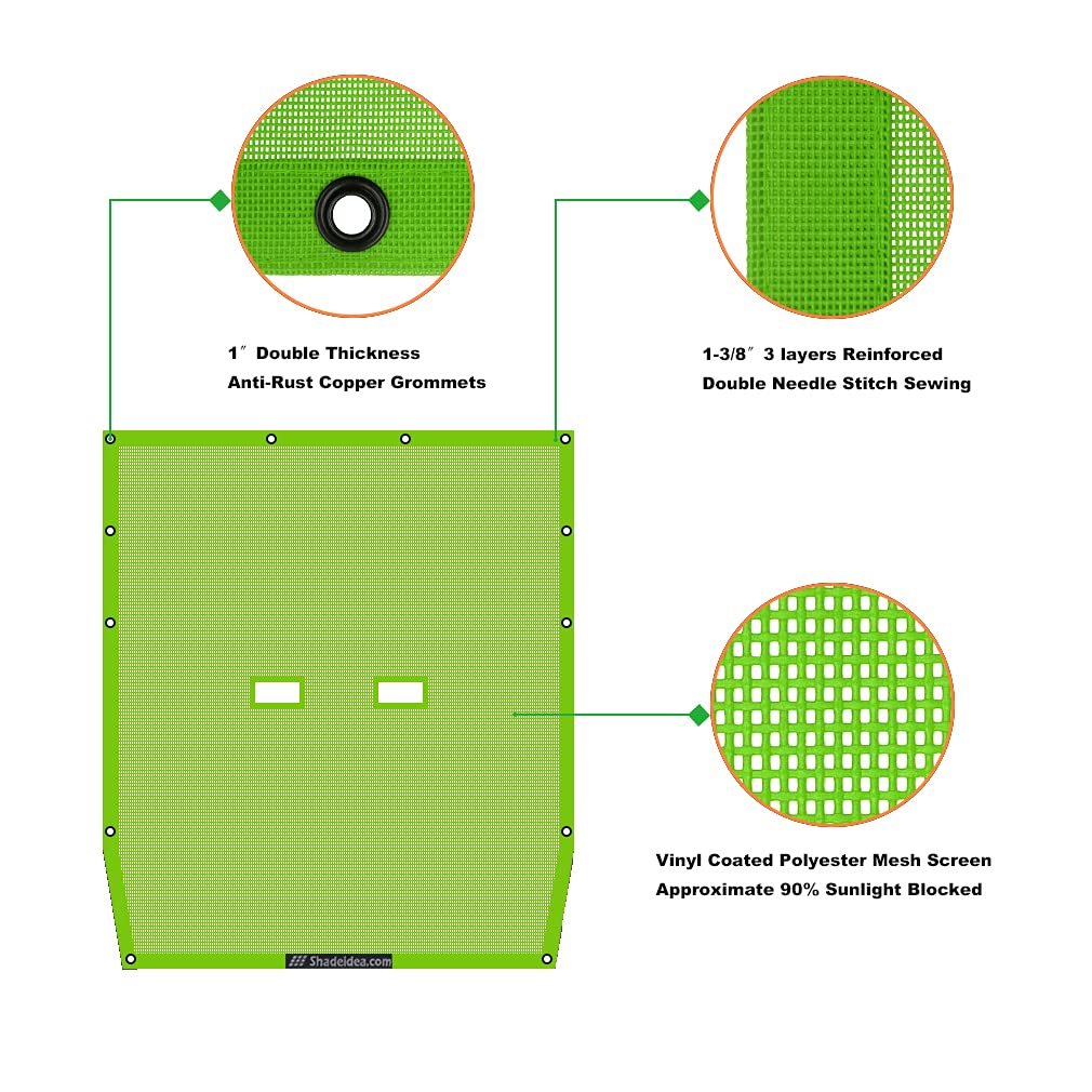 Shadeidea Sunshade Top For Jeep Wrangler Jl 2 Door (2018-2023) Top Sun Shade Front And Rear - Green Mesh Screen Soft Top Sunroof