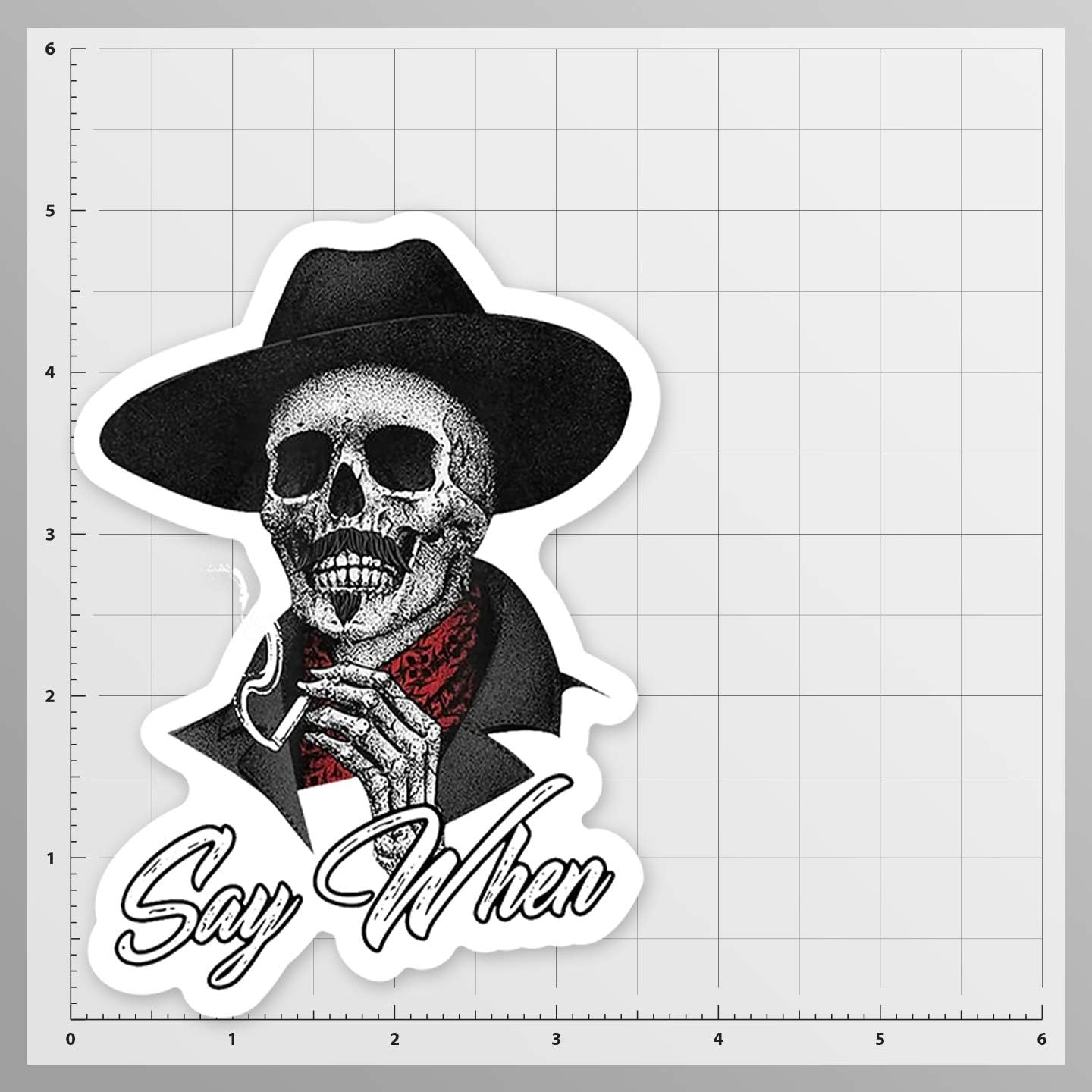 JMM Industries 4-Inch Premium Vinyl Sticker Decal - Say When Doc Holiday Skeleton Skull Tombstone - Multicolor, Model PDS2146