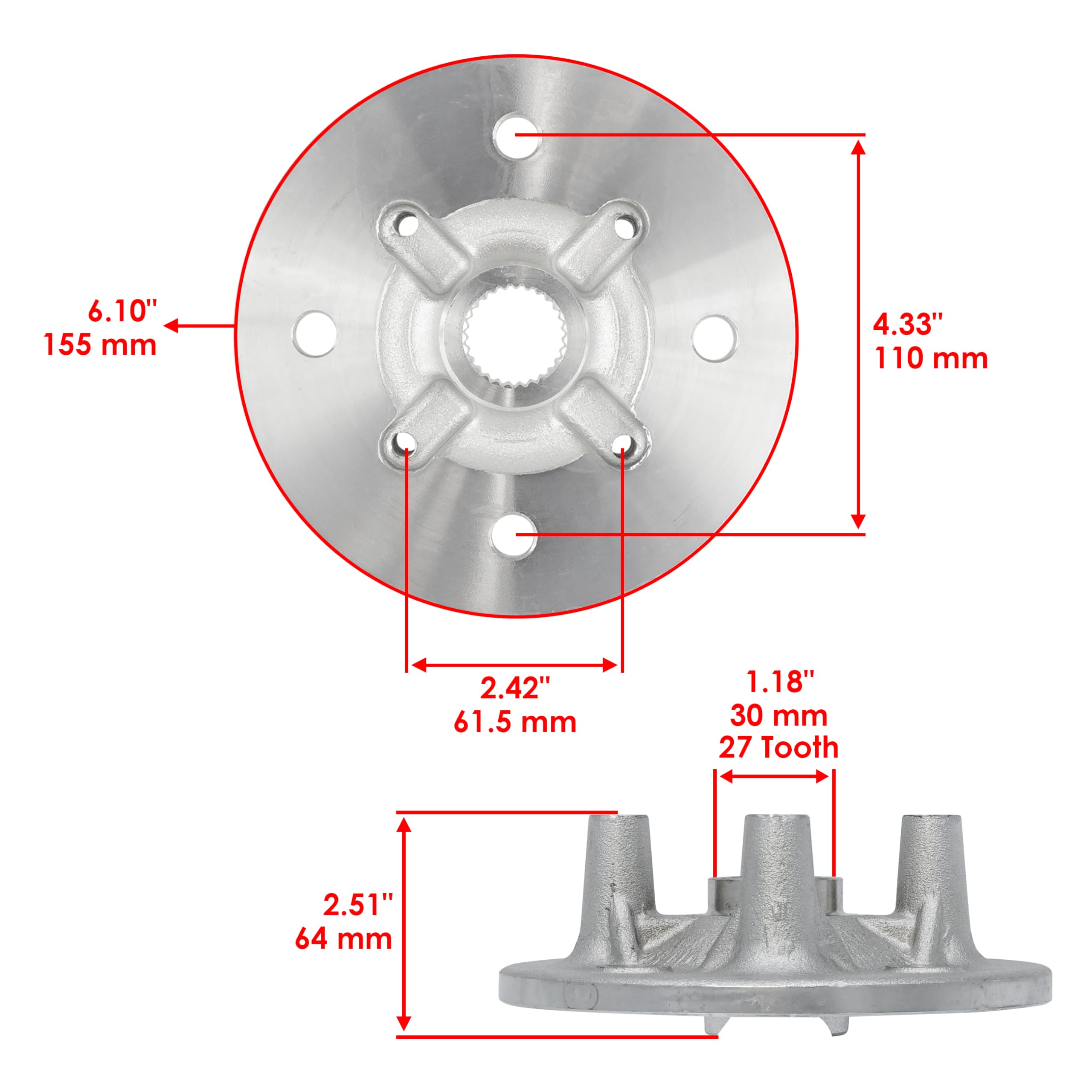 Caltric Front Wheel Axle Hub for Yamaha RHINO 700 YXR700F (2008-2013) - Durable Steel Construction