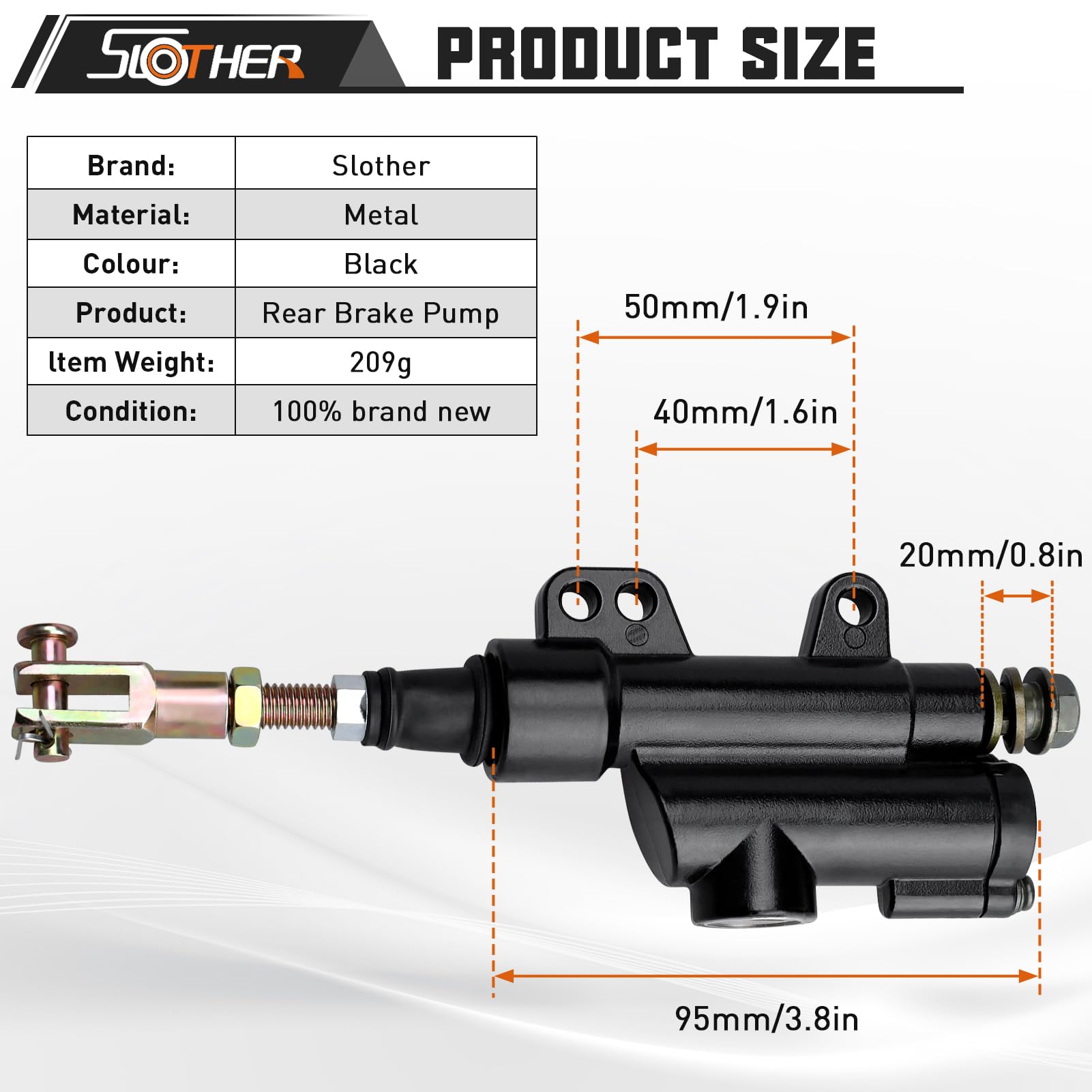 Rear Brake Master Cylinder Coolster 10Mm, Replacement For 50Cc 70Cc 90Cc 110Cc 125Cc Dirt Bike Chinese Atv Quad Taotao Bms Roket