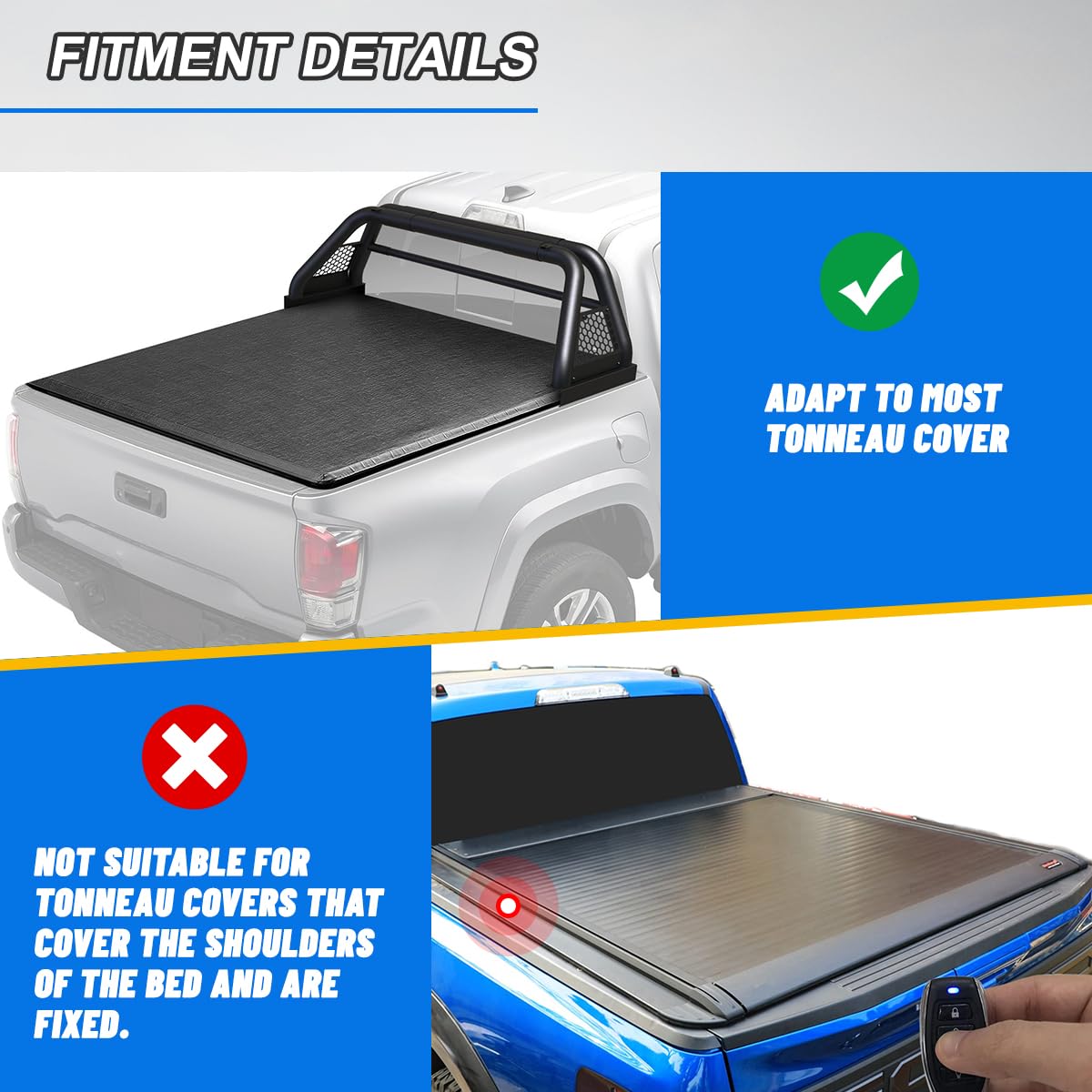 Roxx Roll Bars For Universal Pickup Trucks, Sport Chase Rack Roll Bar For Various Kinds Pickup Truck, 2001-2023 Toyota Tacoma/2022-2023 Toyota Tundra/1999-2018 Chevy Silverado/1994-2004 Chevrolet S-10