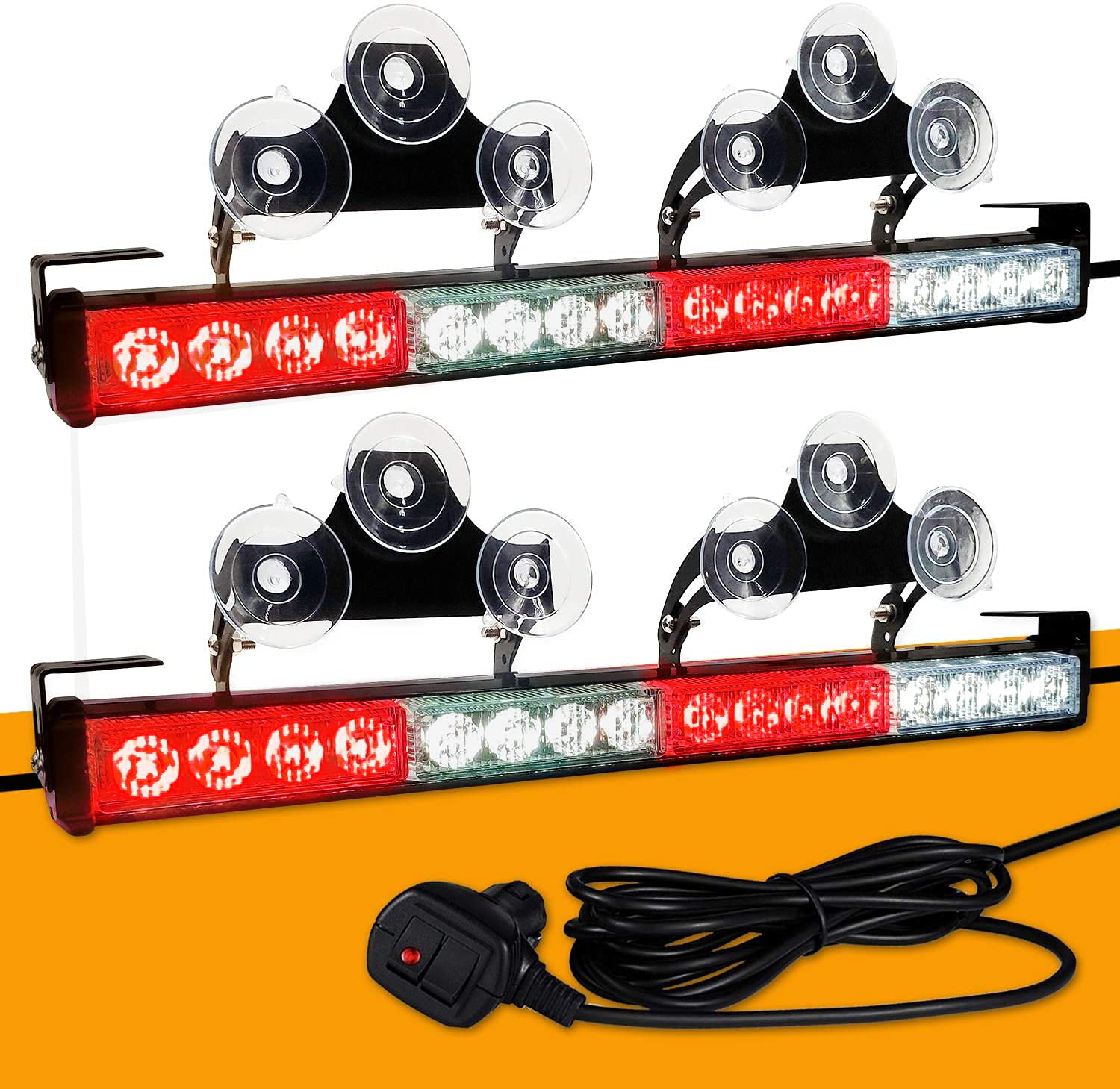2 in 1 32 Inch Emergency Strobe Lights Directional Warning Lights Bar Flash Traffic Advisor Led Safety for Rear Window Wiring Ki
