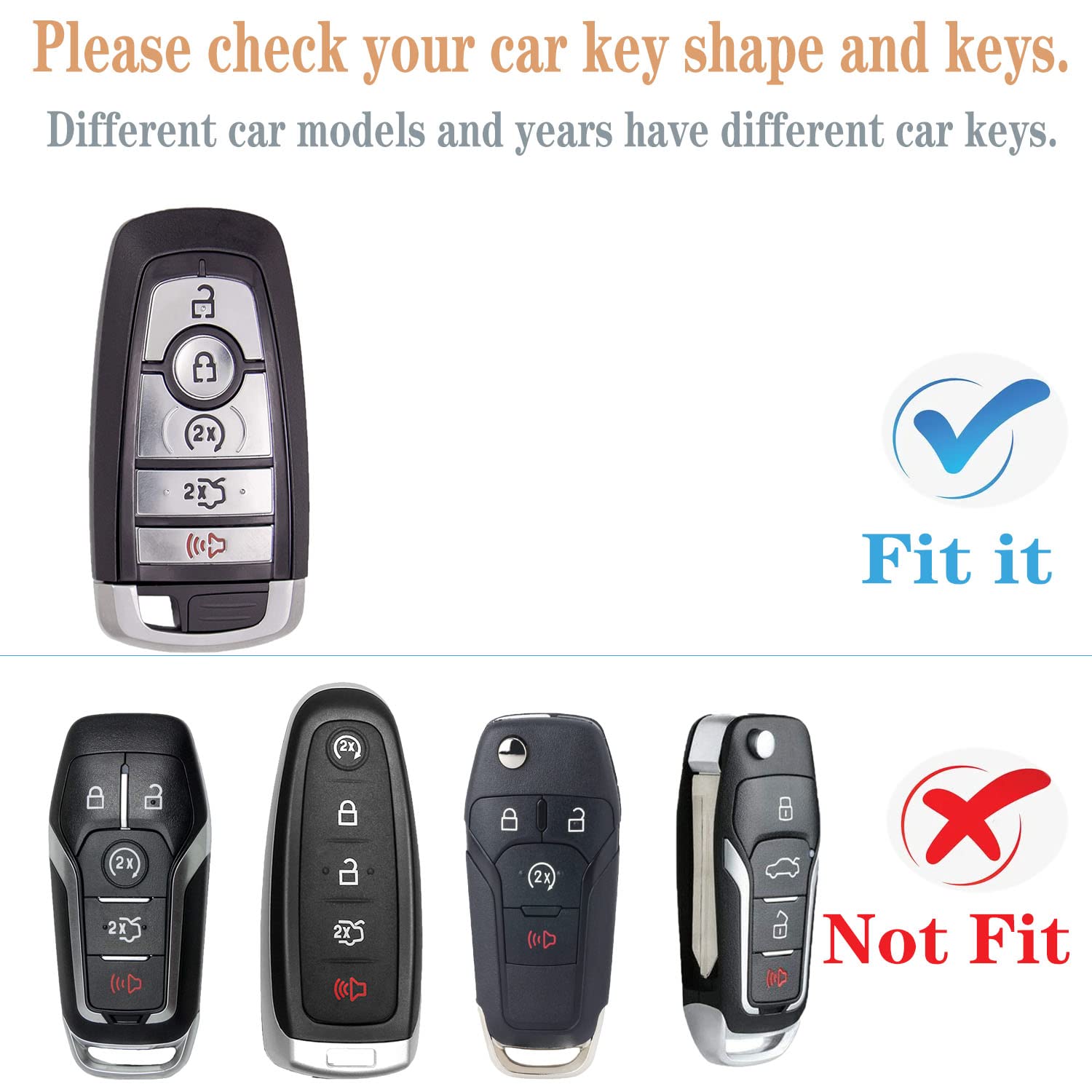 Kirsnda Key Fob Cover Case Keychain Compatible With Ford,Soft Tpu Key Case Fit Expedition For Mustang Fusion Raptor F250 F350 F4