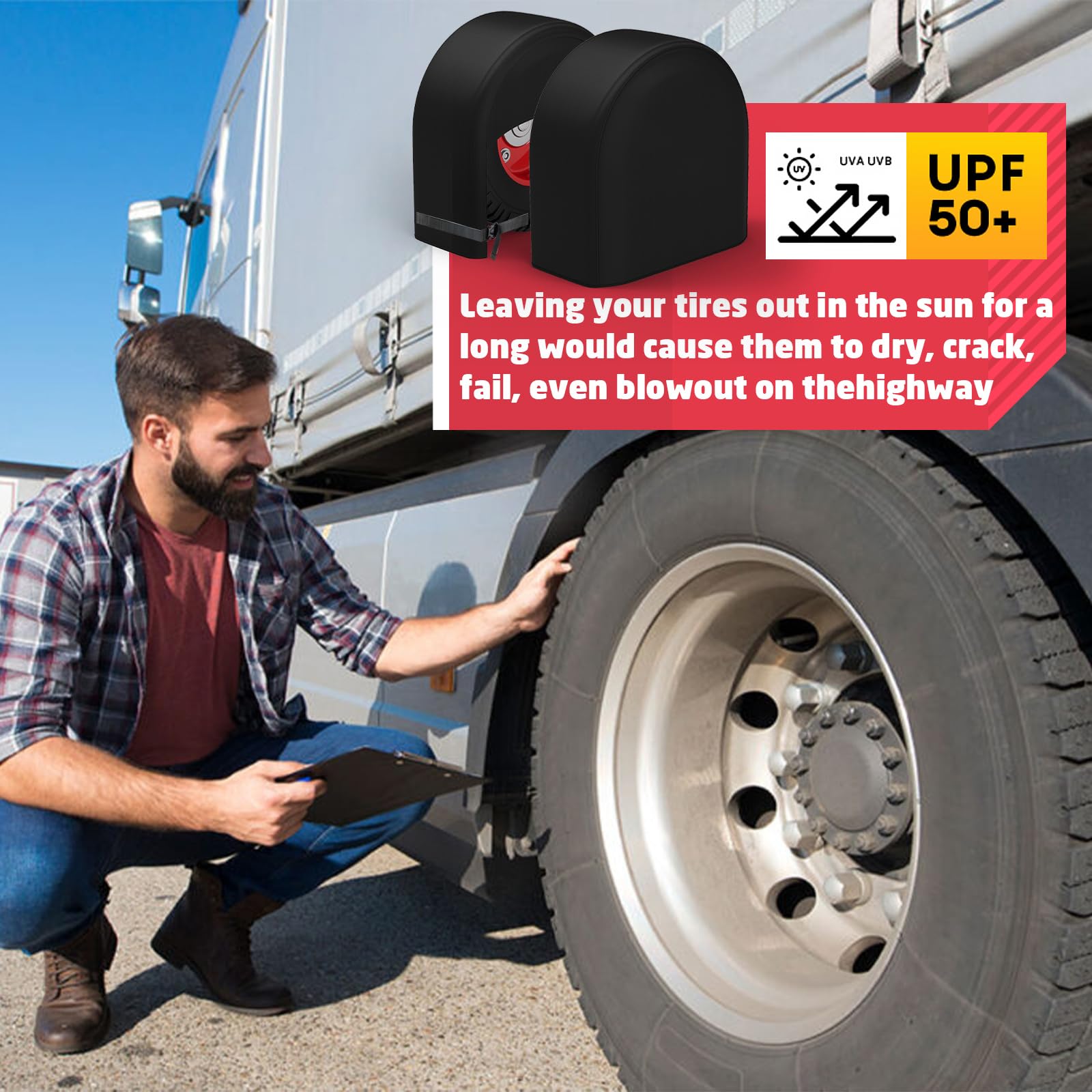 K-Musculo Rv Tire Covers 2-Pack, Waterproof Wheel Covers For Rv Wheel Travel Trailer Camper Truck Suv, Fit 27-29 Inch Tire Diame