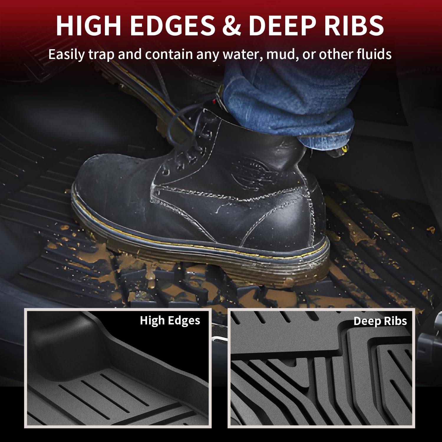 Lasfit Floor Mats For Honda Pilot 2023 2024 2025 (7&8 Seats), All Weather Custom Fit Tpe Odorless Anti-Slip Floor Liner 1St & 2N