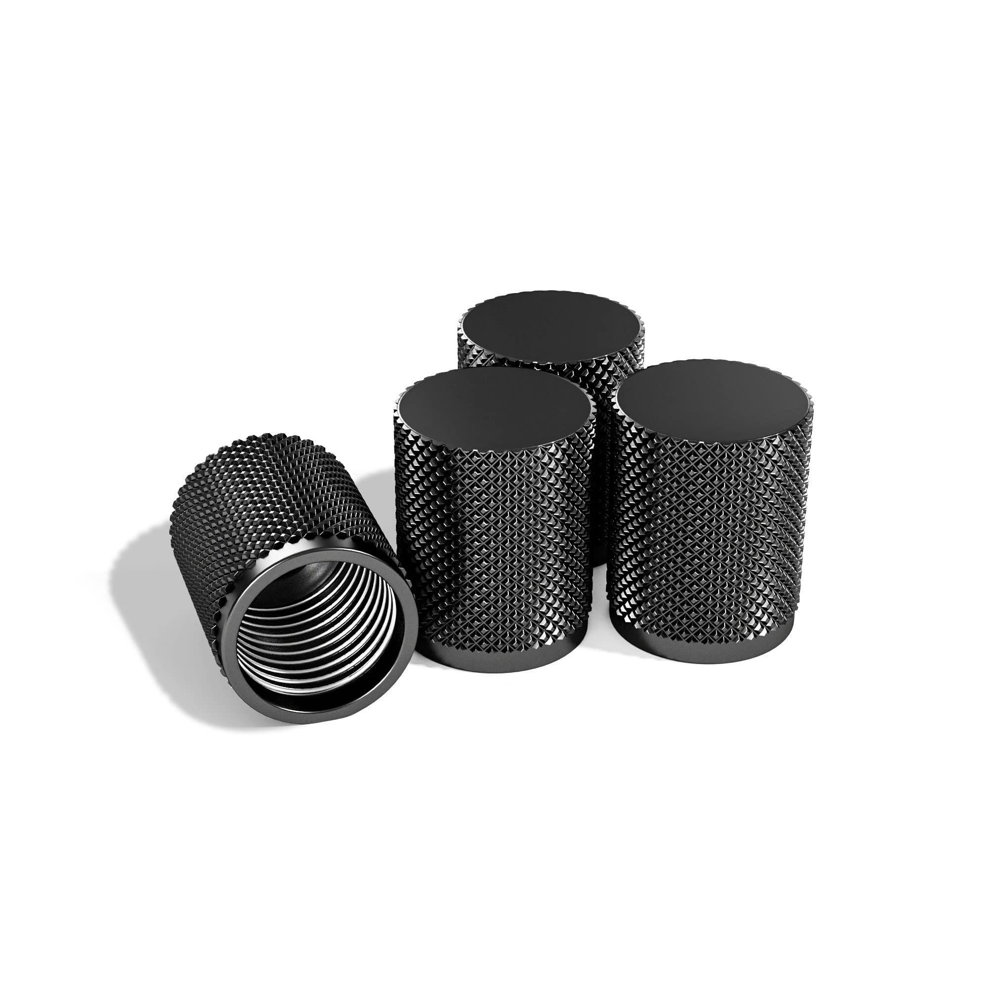 Steel Hawk Precision Cnc Machined Stainless Steel Tire Air Valve Caps, Wheel Tyre Stem Covers For Cars- 4 Pack - Black