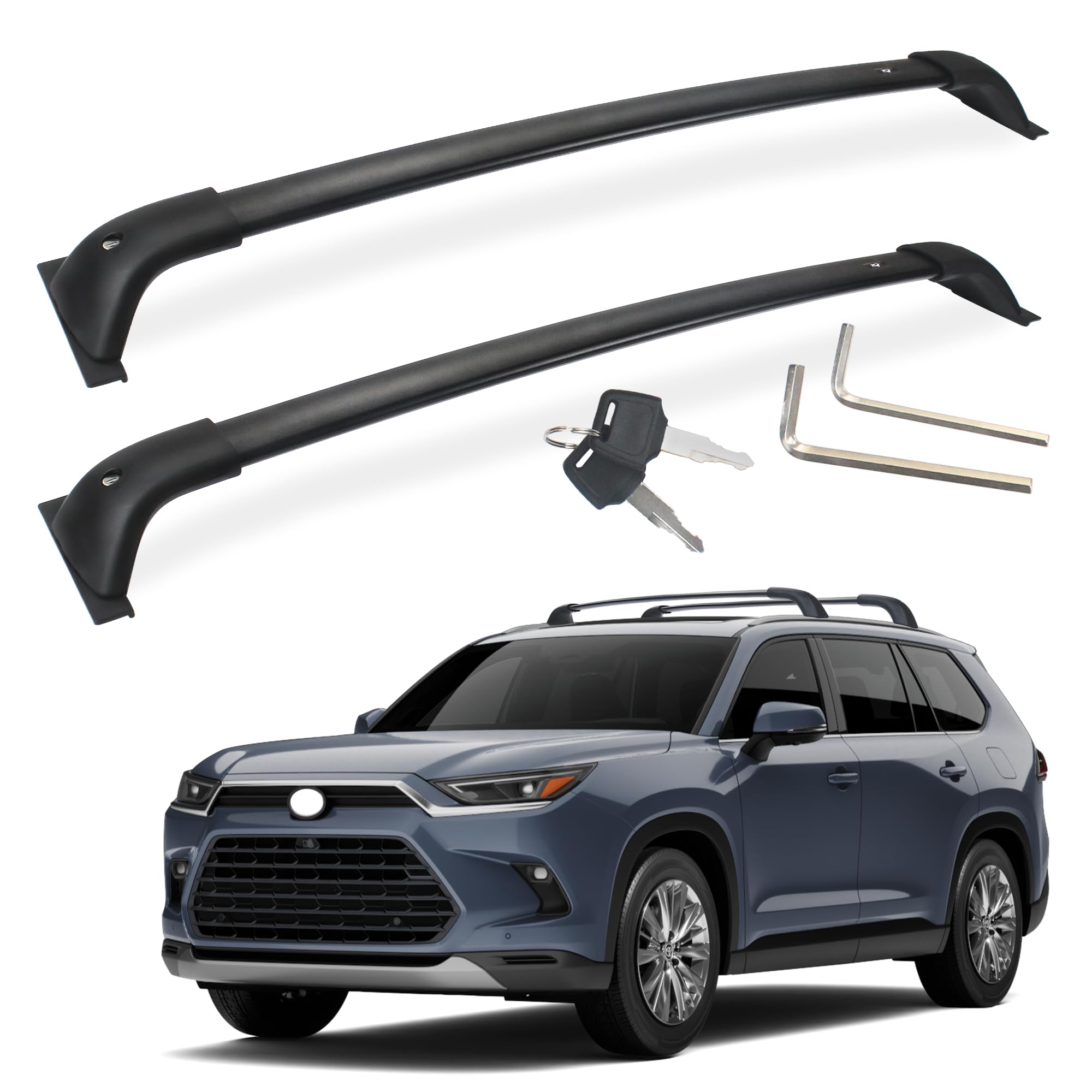 Autekcomma Heavy Duty Black Upgraded Roof Rack Crossbar Compatible For Toyota Grand Highlander Lexus Tx 2024Up All Grades.Max 26