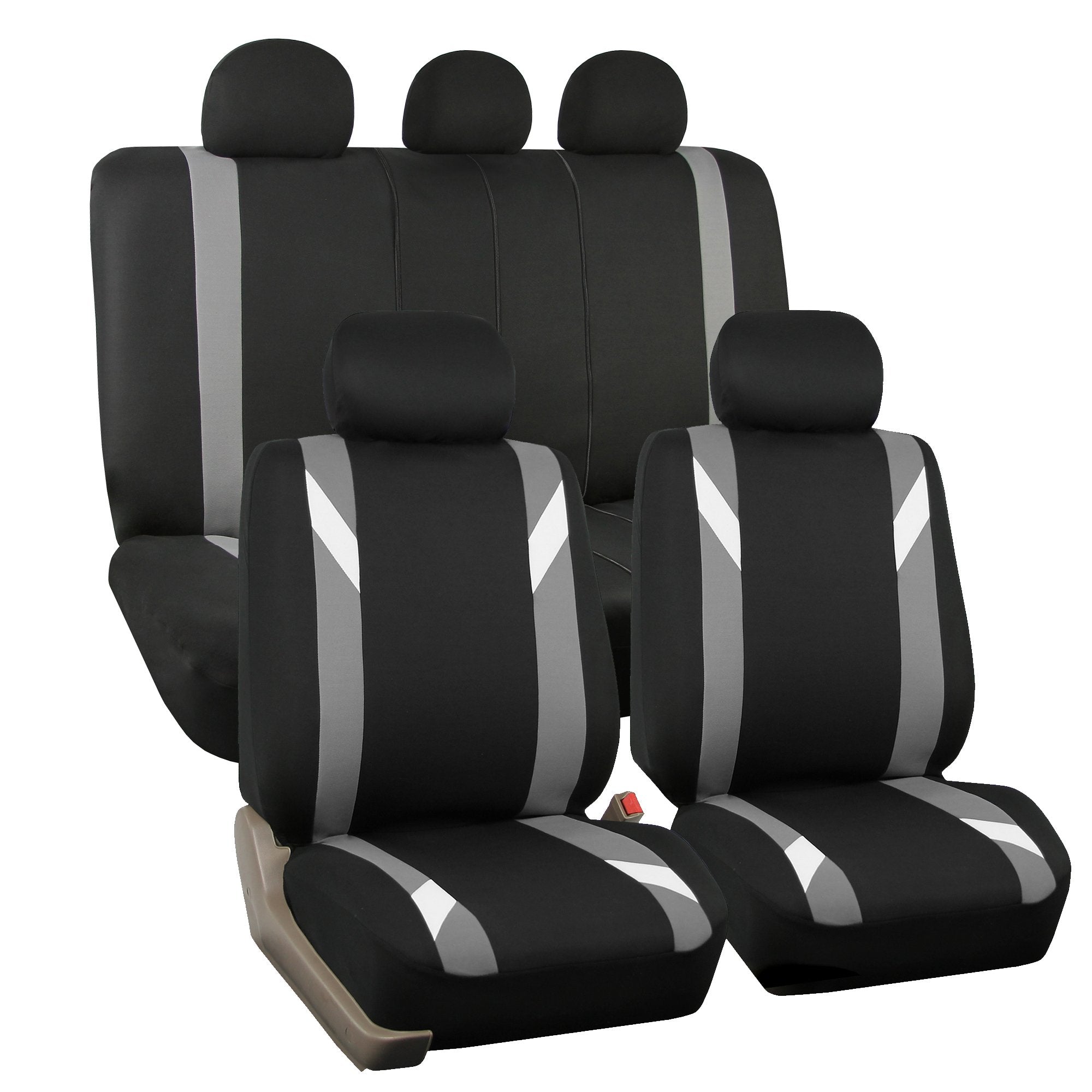 Fh Group Car Seat Covers Full Set Cloth -Seat Covers For Low Back Car Seats With Removable Headrest,Universal Fit,Automotive Sea