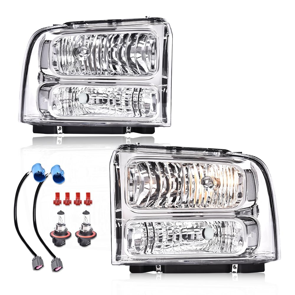 G-PLUS Headlights Assembly Compatible with Ford F250 F350 F450 F550 Super Duty 1999-2004, Fit Ford Excursion 2000-2004 Left & Ri