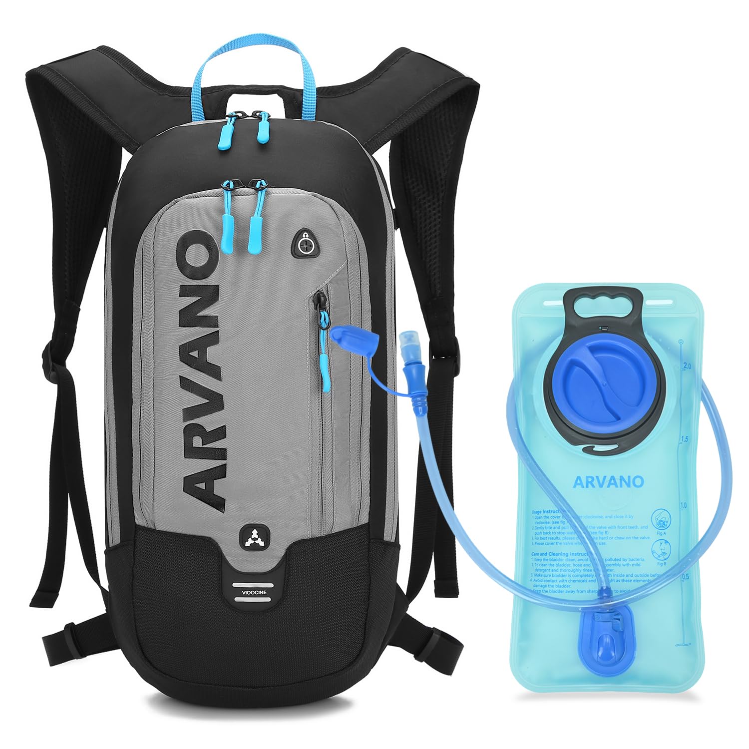 Arvano Hydration Backpack, Lightweight Hydration Pack with 2L Water Bladder, 6L Water Backpack for Men Women Cycling, Hiking, Mo