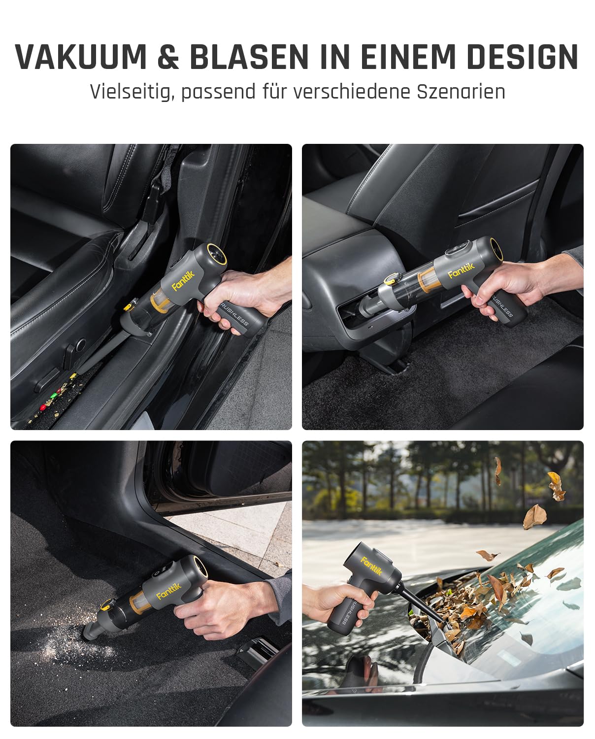 Fanttik Slim V9 Mix Handheld Car Vacuum, 12000PA Suction, Cordless, Black