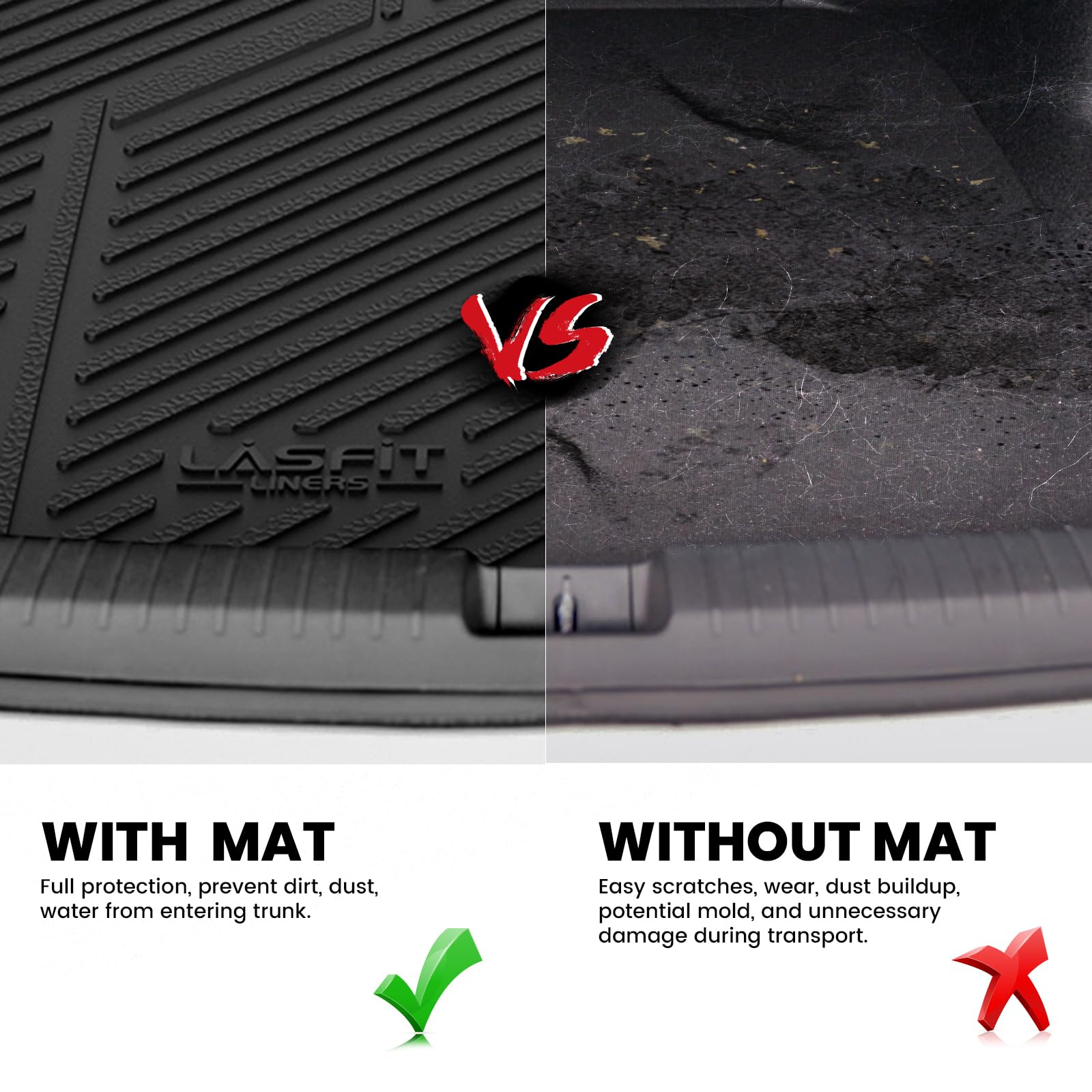 LASFIT Trunk Mat for Honda Accord 2013 2014 2015 2016 2017 Sedan Only, All Weather Custom Fit TPE Cargo Mat Trunk Tray Cargo Tra