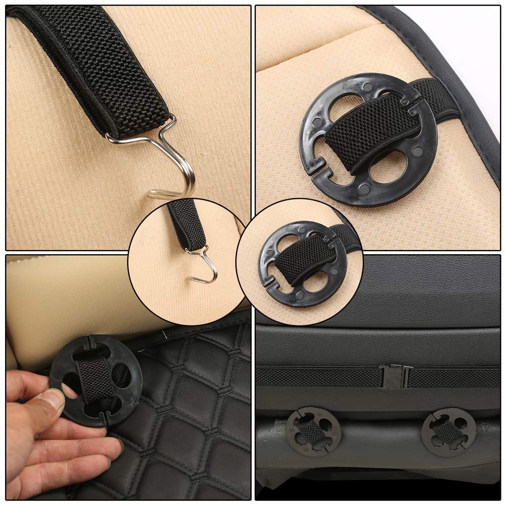 Black Panther 1 Pair Pu Car Seat Covers, Front Seat Bottom Protectors Compatible With 95% Vehicles,Diamond Pattern Embroidery, A