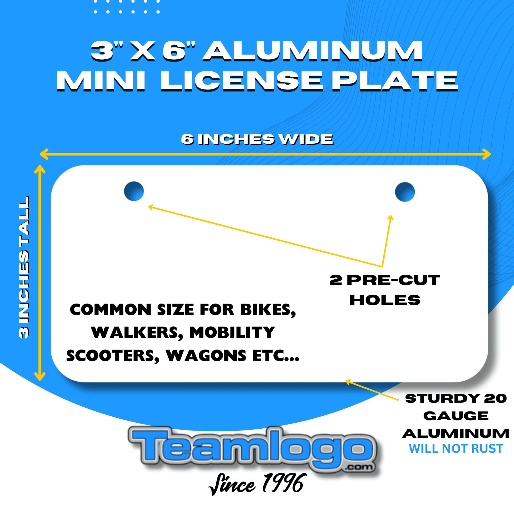 Teamlogo Personalized North Carolina License Plate - Sizes For Kid 'S Bikes, Cars, Trucks, Cart, Key Rings Version 2 (3 X 6 Alum