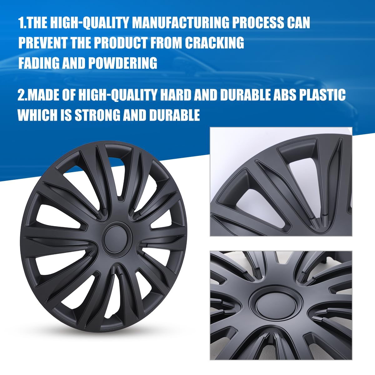 Nixon Offroad 16 Inch Hubcaps [Only Fit Iron Hub] Universal Wheel Rim Cover (Set Of 4) Abs Hub Caps Replacement For Car Truck Su