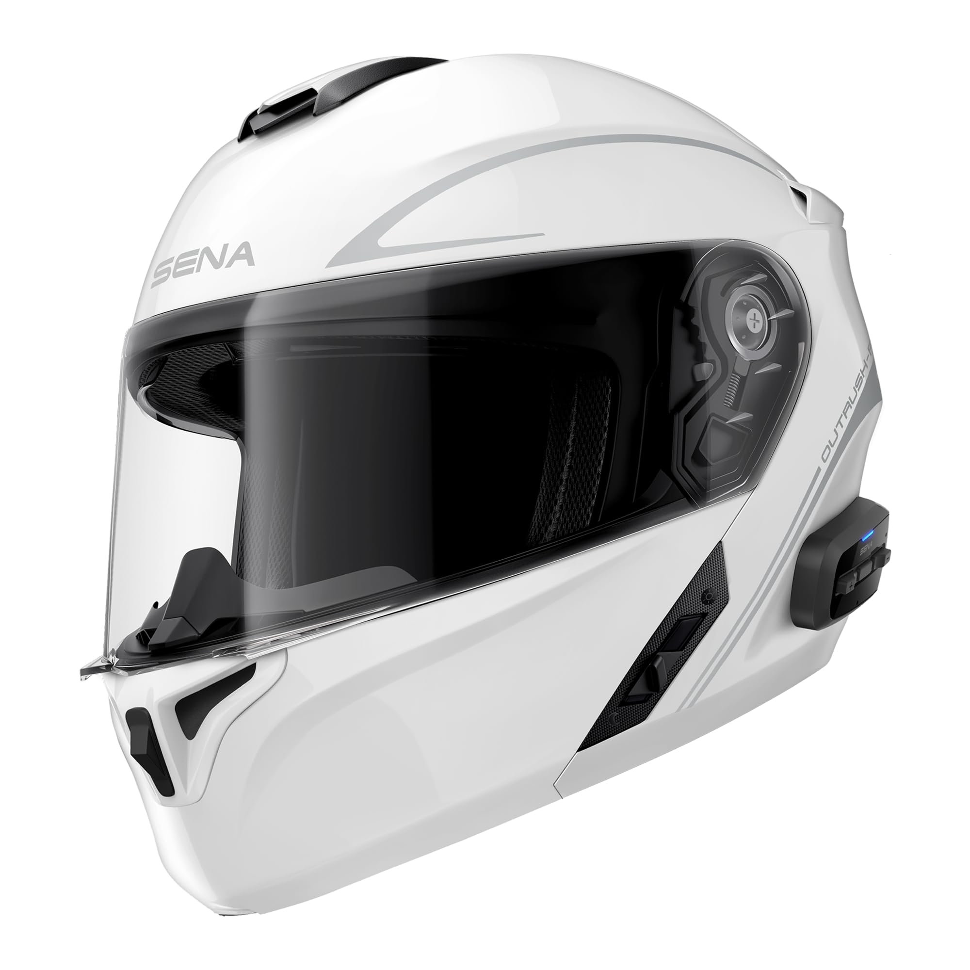 Sena Outrush R Bluetooth Modular Motorcycle Helmet With Intercom System (Gloss White, Xxl)