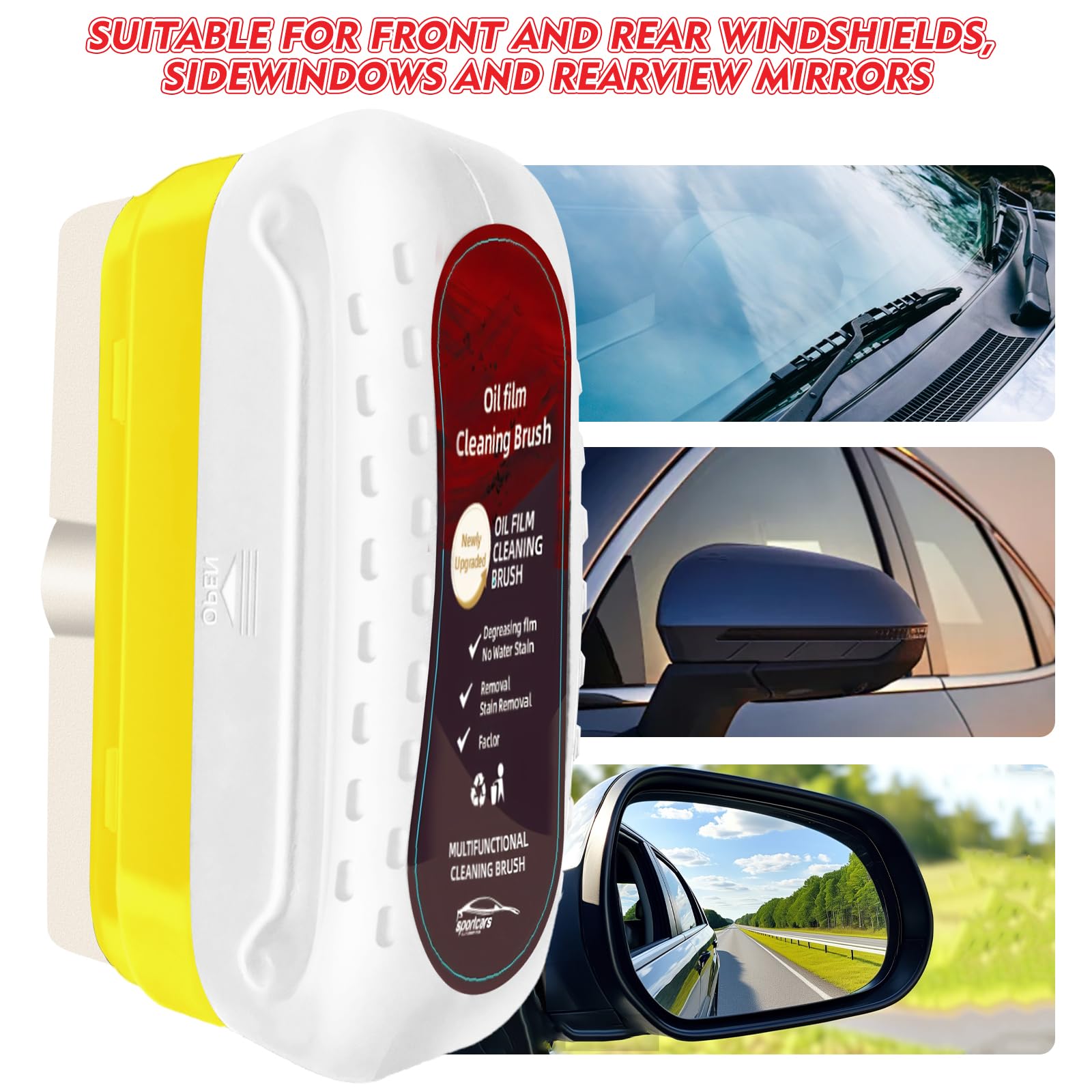 luseyfj Automotive Oil Film Cleaning Brush, Upgraded Antifog & Rainproof Glass Cleaning Board, Reusable Glass Oil Film Remover f