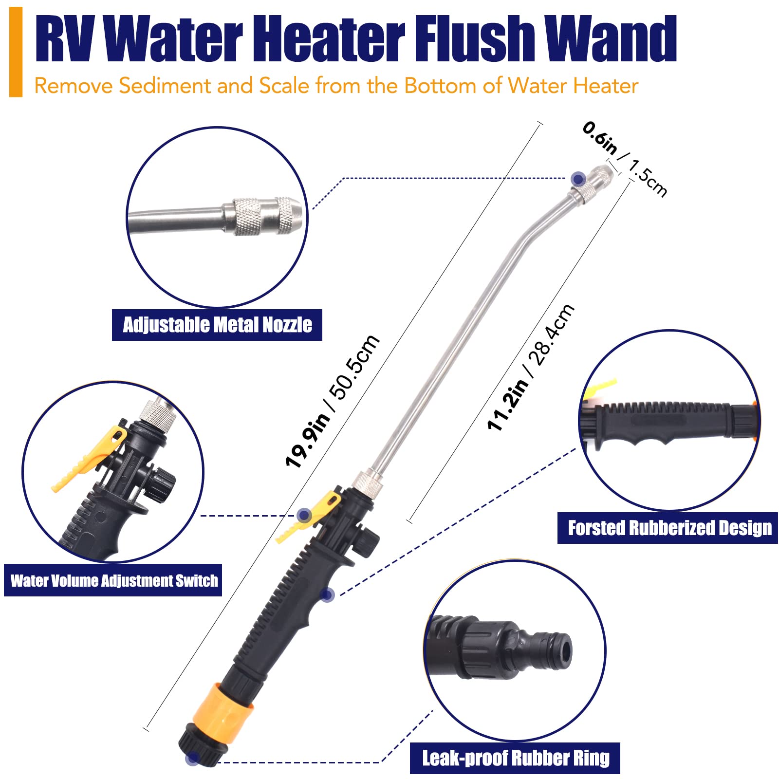 5Pack Rv Water Heater Anode Rod & Flush Wand & Element Socket - 9.25''L X 3/4''Npt Thread Magnesium Rod For Suburban, Mor-Flo, C