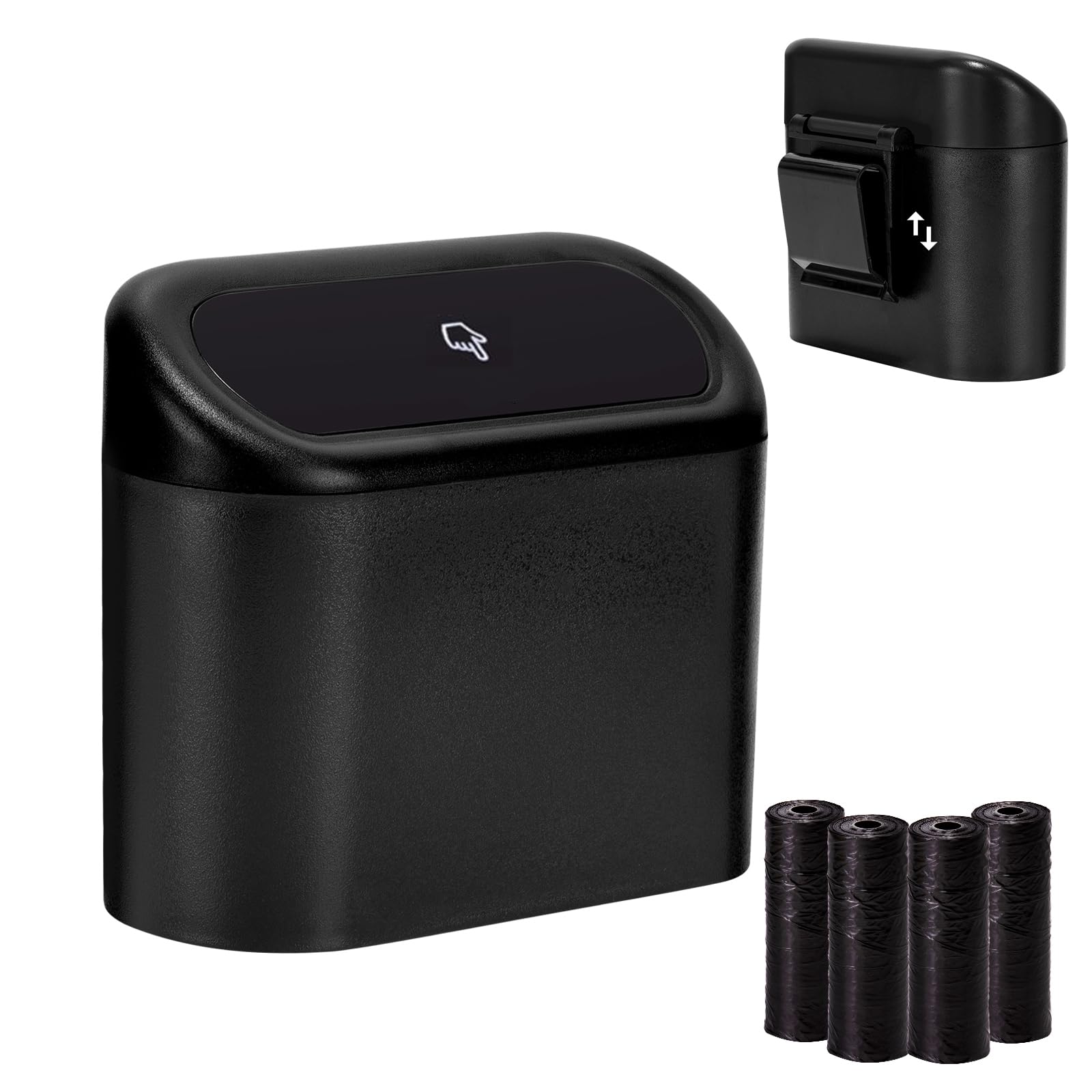 Ginsco Mini Car Trash Can With Lid, Small Car Garbage Can, Cute Leakproof Abs Car Trash Bin, Car Accessories For Interior, Garba