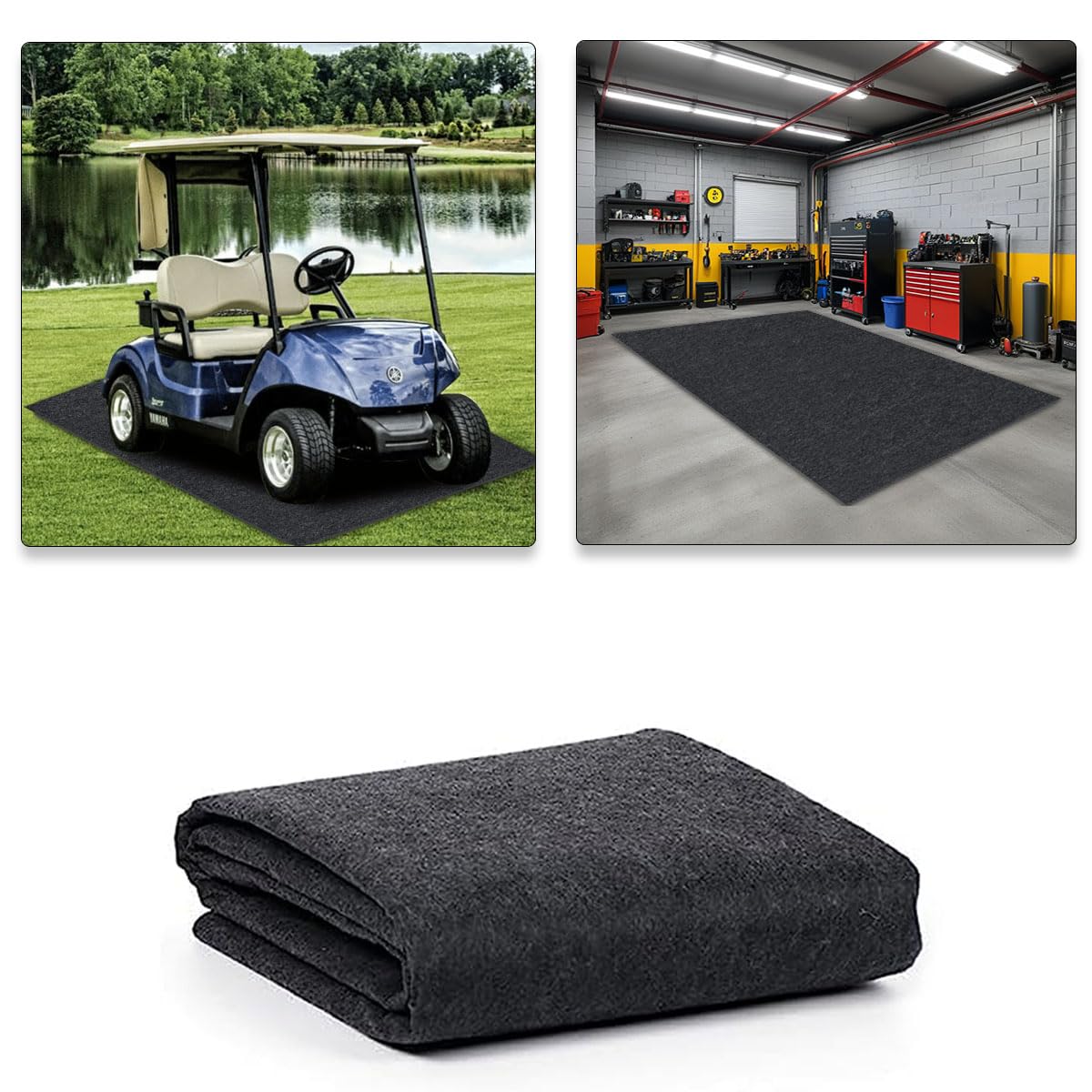 6.6 X 8.5 Ft Garage Floor Mat For Under Cart, Golf Cart Parking Mat, Motorcycle Oil Spill Mat With Weather Backing, Garage Floor