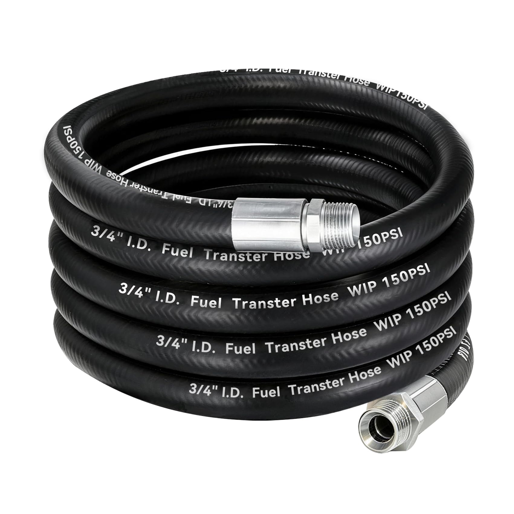 3/4 Fuel Transfer Hose 20FT - Farm Pump Hose with Male NPT Fittings, Compatible with Diesel, Gasoline, Kerosene, Biodiesel for F