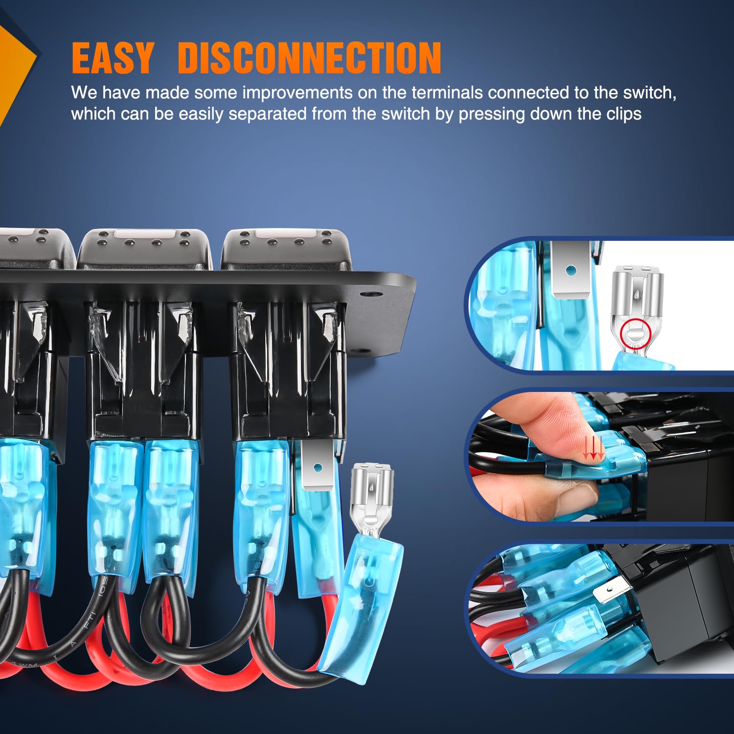 Nilight 2 Gang Rocker Switch Panel With Pd Type C And Usb Charger Voltmeter 12V Spst On Off Togglr Switches Panel W/Orange Backl