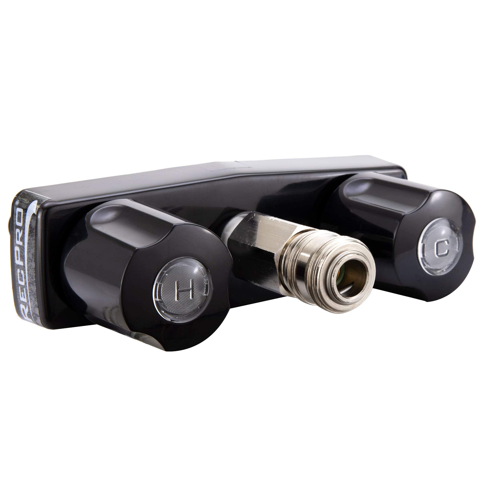RecPro RV Exterior Faucet Hot/Cold, High Pressure Sprayer, Metal, Flex Spout, Black, Model 193652030058