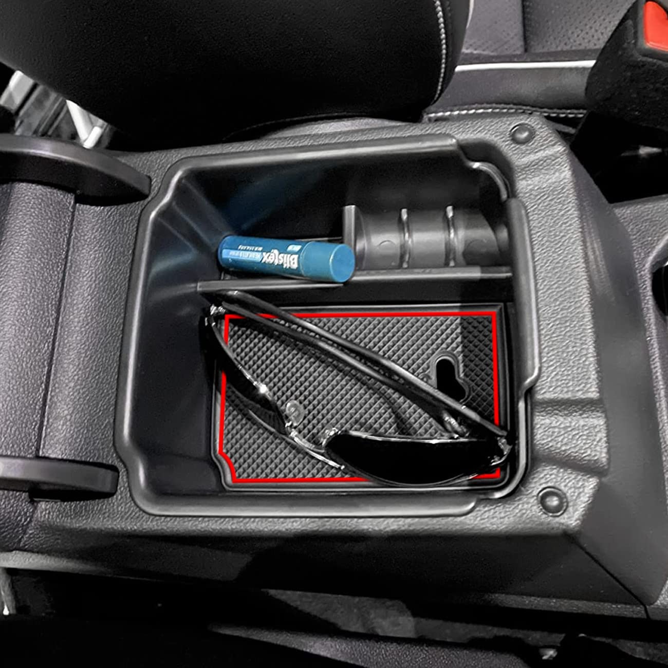 Tacorbo Center Console Organizer Compatible With 2022 2023 2024 Taos And 2018 2019 2020 2021 2022 2023 2024 Tiguan Accessories Armrest Secondary Storage Box, Interior Abs Insert Glove Box Tray,Red