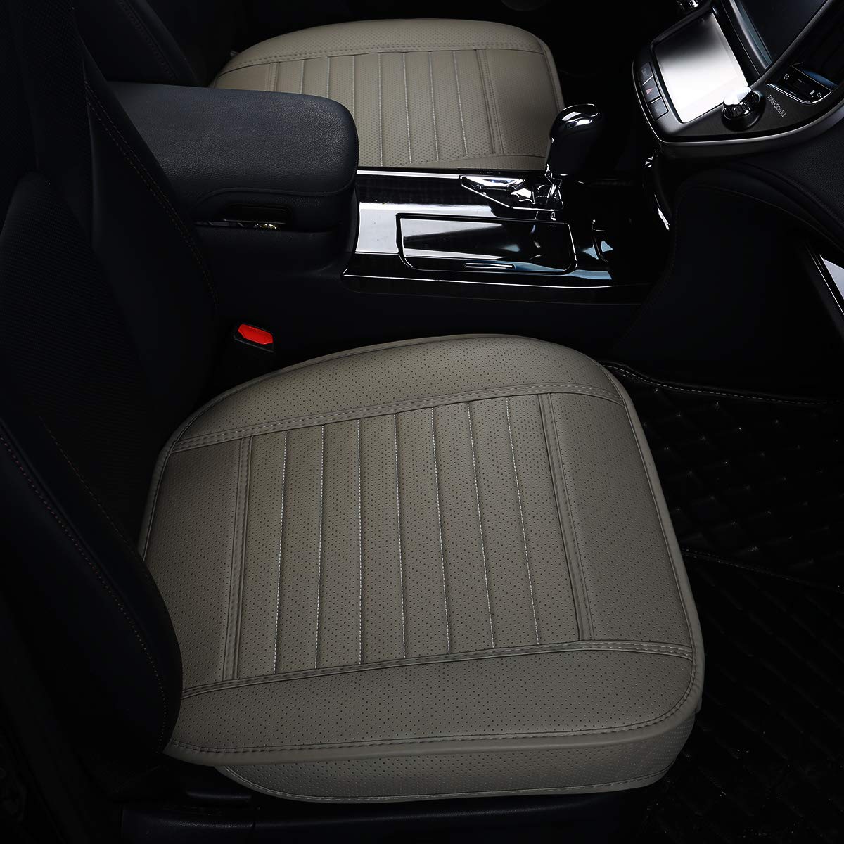 EDEALYN (2PCS PU Leather Seat Covers Auto Seat Protector Car Seat Covers for Front Seat with Side Flaps,(Deep20 inch    Width20