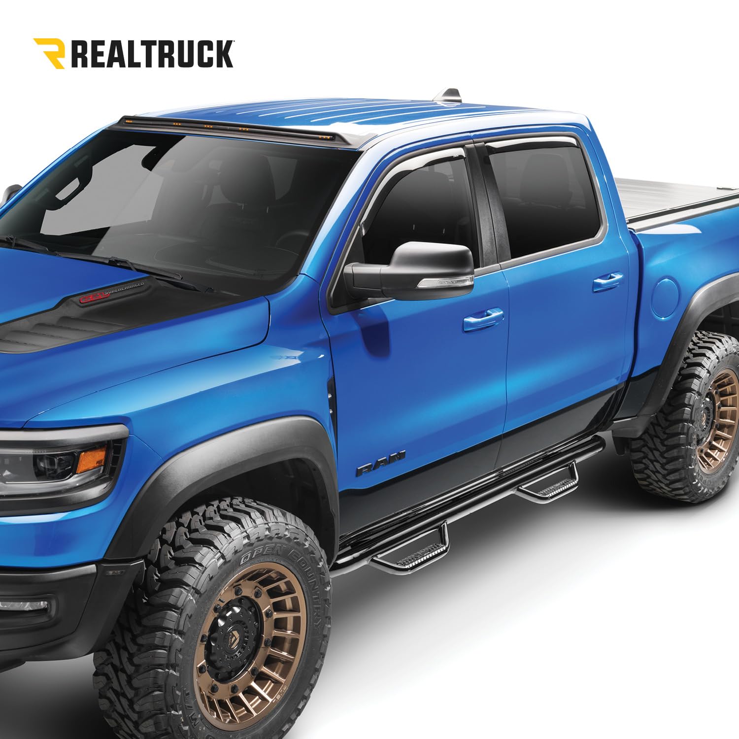 RealTruck Nerf Steps for Toyota Tundra | Cab Length, Heavy Duty Steel, Textured Black | T0777QC-TX | Fits 2007-2021 Toyota Tundr
