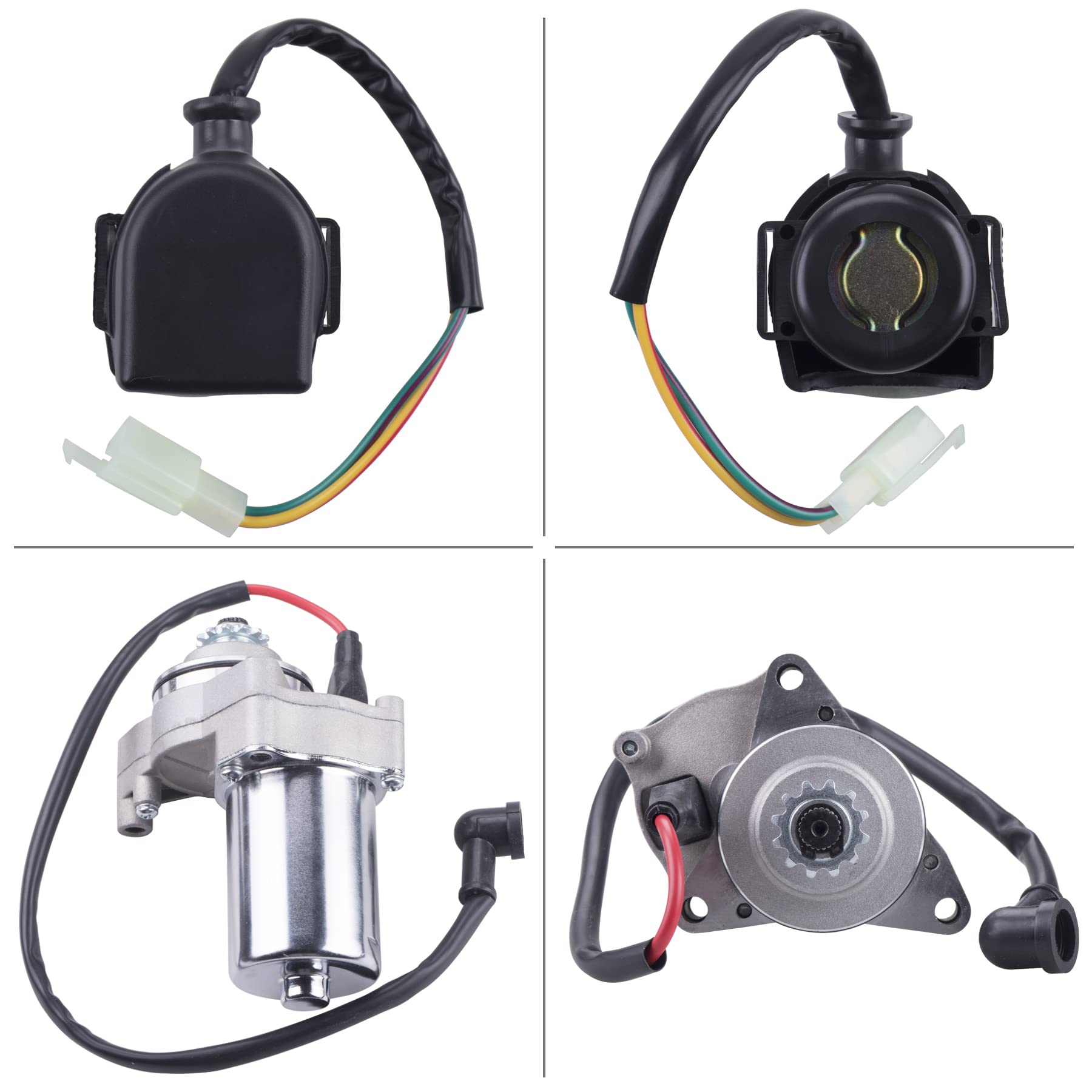 JINGKE 12 Teeth Starter Motor Starter Relay Solenoid for Tao Tao 125cc 110cc-50cc ATV Coolster Motor Four 4 Wheeler Chinese Pit