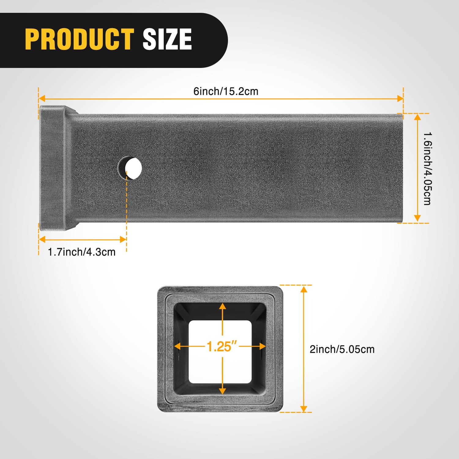 Nilight Hitch Adapter 1-1/4'' X 6'' Combo Bar Trailer Receiver Tube Weld-On Raw Steel Hitch Bar