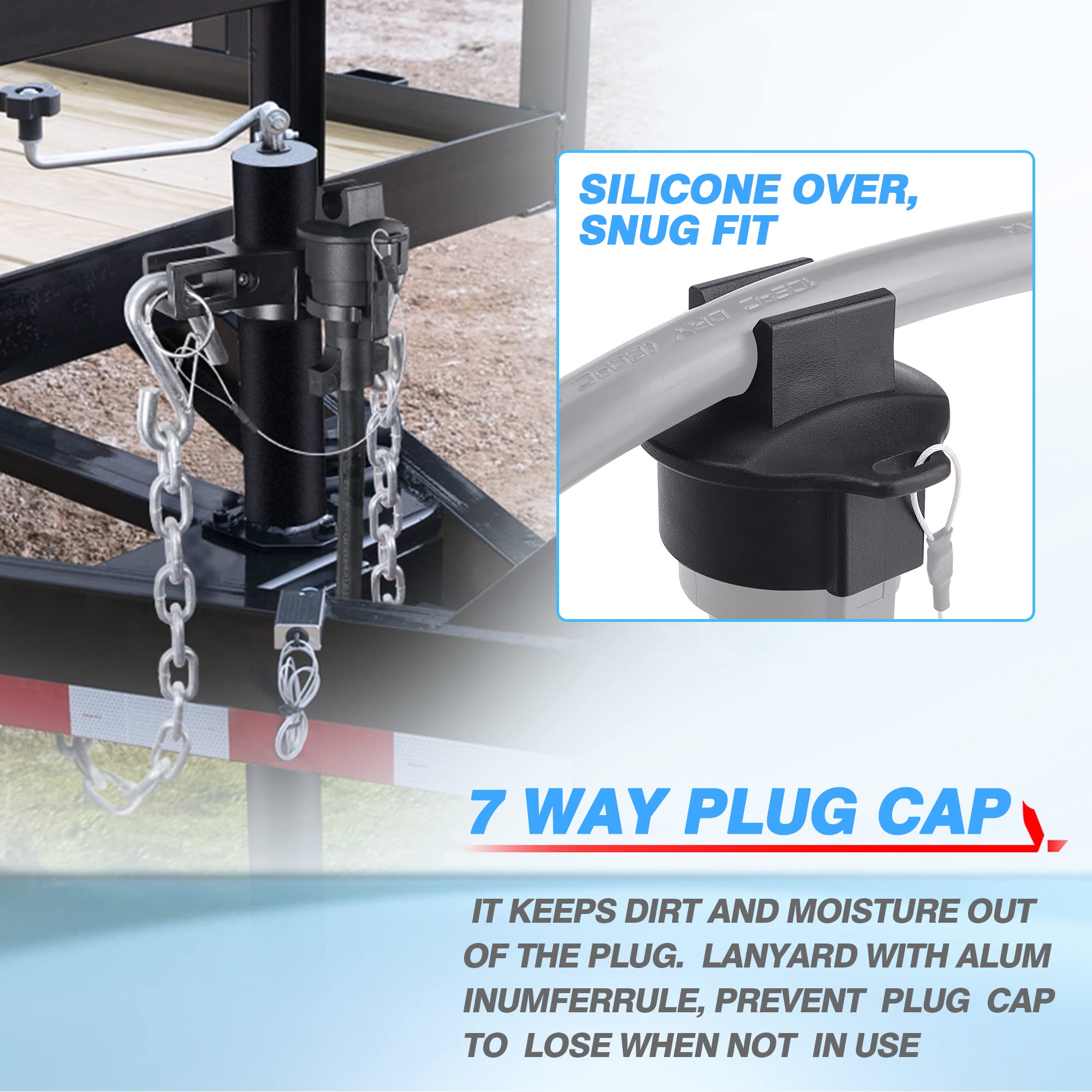 MICTUNING Aluminum 7 Way Plug Cover Holder, Heavy Duty Towing Organizer, Black, Model MIC-TO-614, Durable, Anti-Rust Design