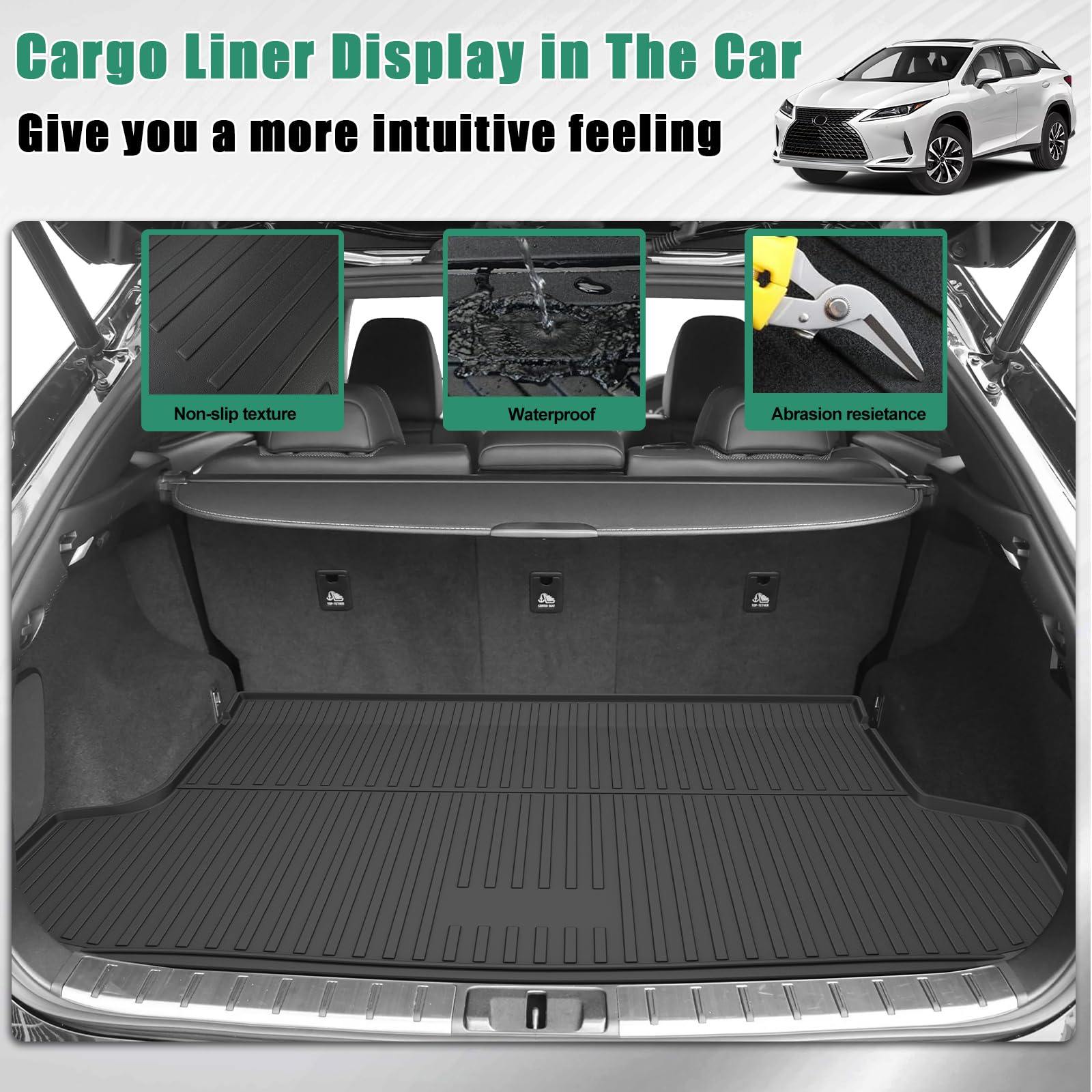 Original 2016-2022 Rx Floor Mats And Cargo Liner For Lexus Rx/Rx350/Rx450H (Not For Rxl) - Custom Fit Tpe All Weather Floor Line