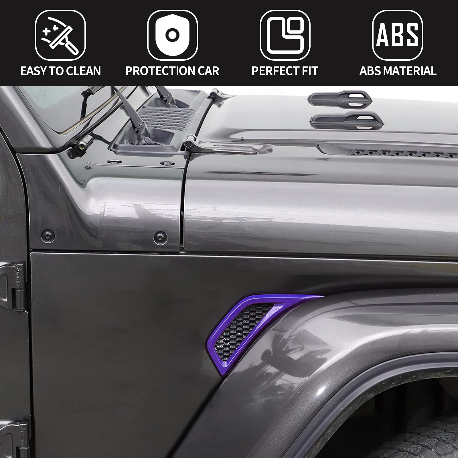 Voodonala For Jeep Jl Side Air Conditioning Vent Outlet Decoration Trim For 2018-2025+ Jeep Wrangler Jl Jlu Gladiator Jt Trunk 4