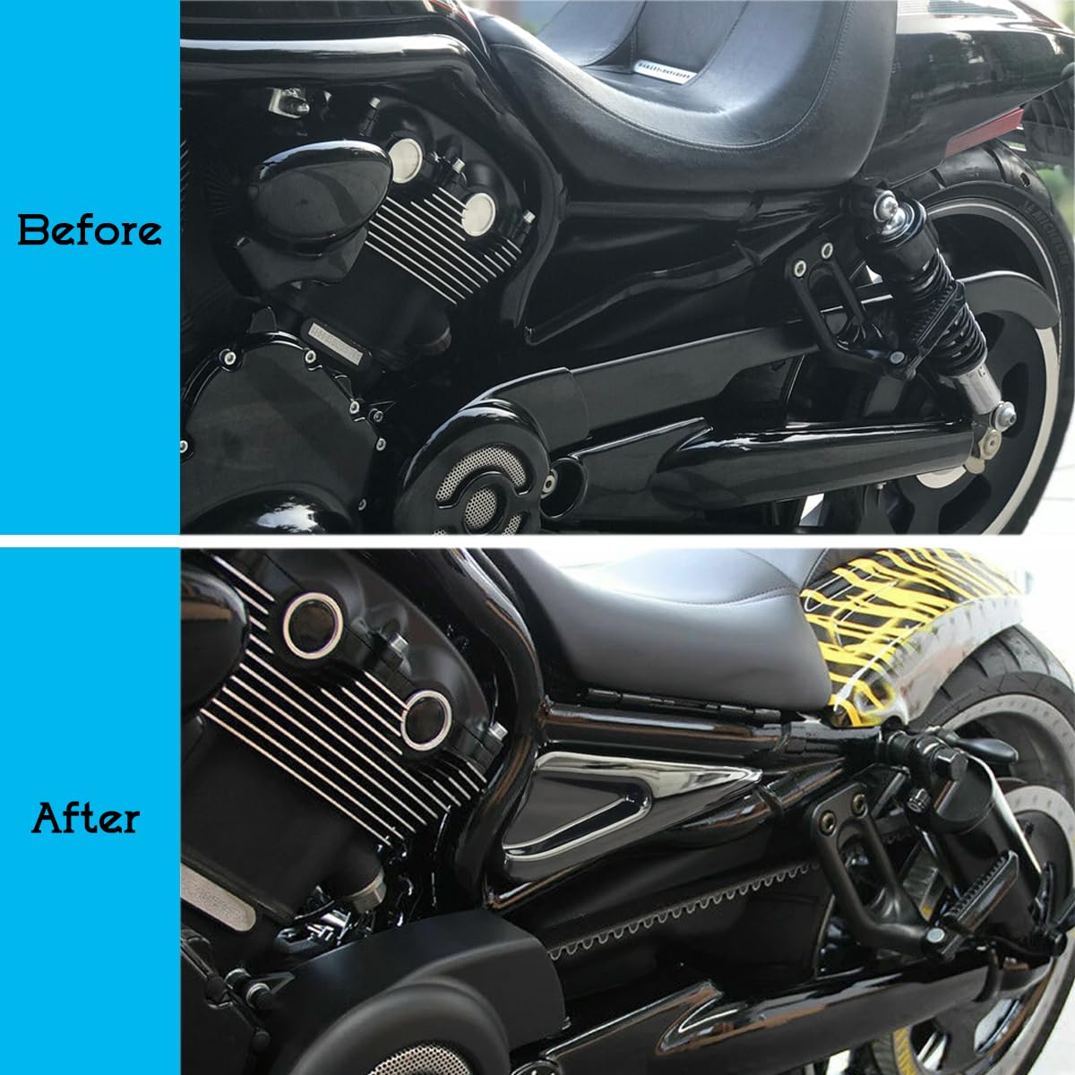 H RUO Gloss Black Tank Side Frame Covers Fits for Harley V-ROD NIGHT-ROD SPECIAL VRSCF MUSCLE 2007-2017