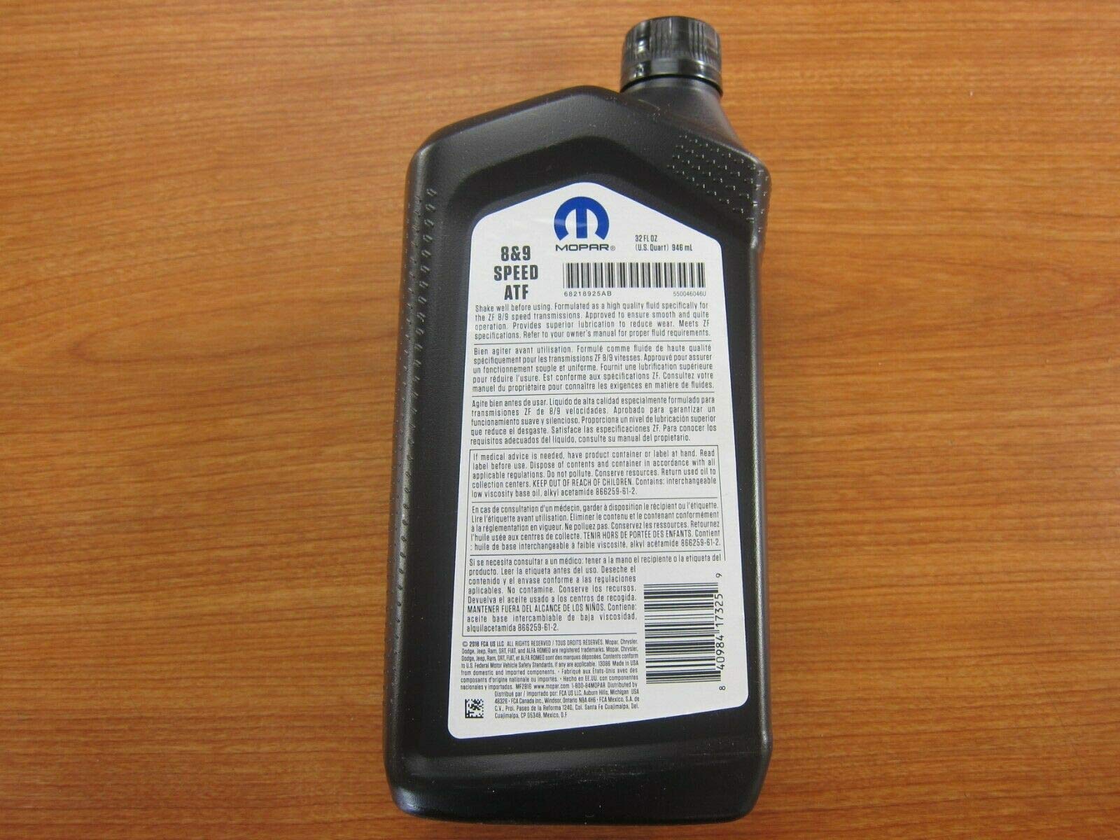 Mopar 8 & 9 Speed Automatic Transmission Fluid, 7 Quarts, Mineral Oil, for Chrysler Dodge Jeep Ram