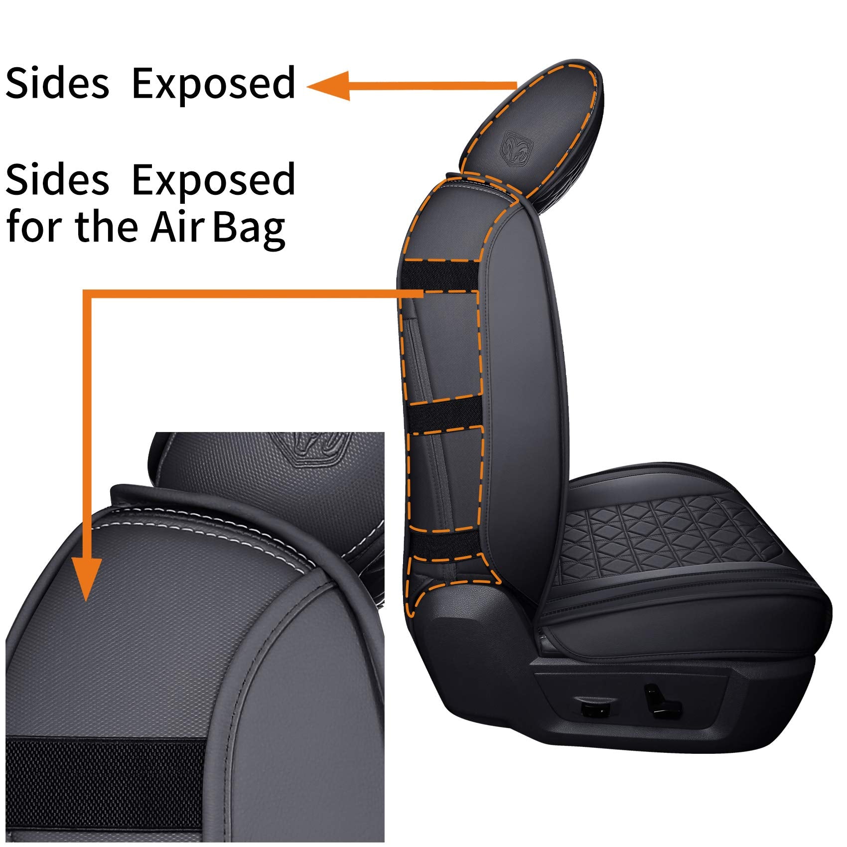 Yiertai Dodge Ram Seat Covers Fit For 2009-2023 2024 2025 1500/2500/3500Hd Pickup Front Seats Only Crew Double Cab Quad Cab Wate