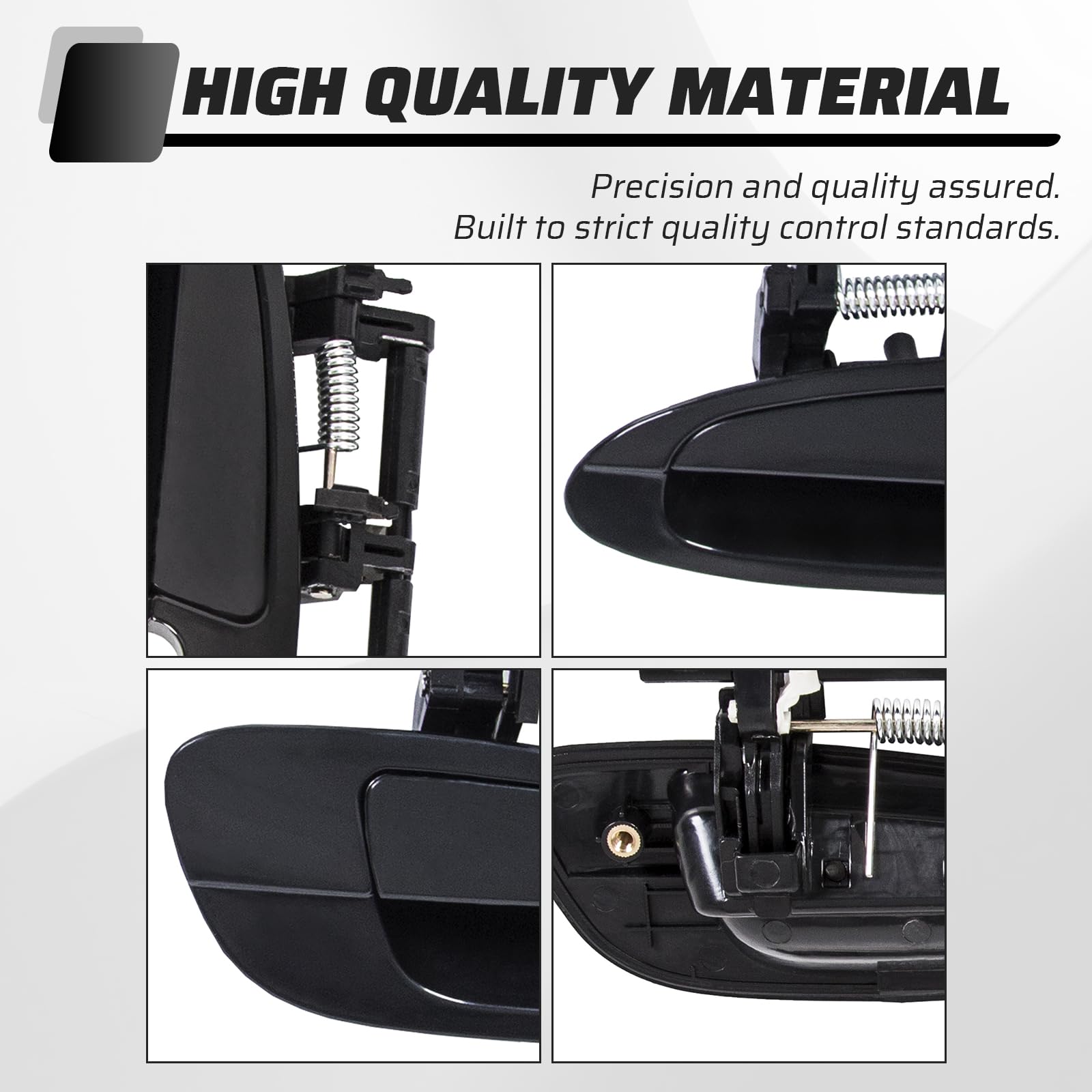 Ecotric Door Handle Smooth Black Exterior Outside Compatible With 2002-2006 Nissan Altima (Front Left & Right + Rear Left & Right)