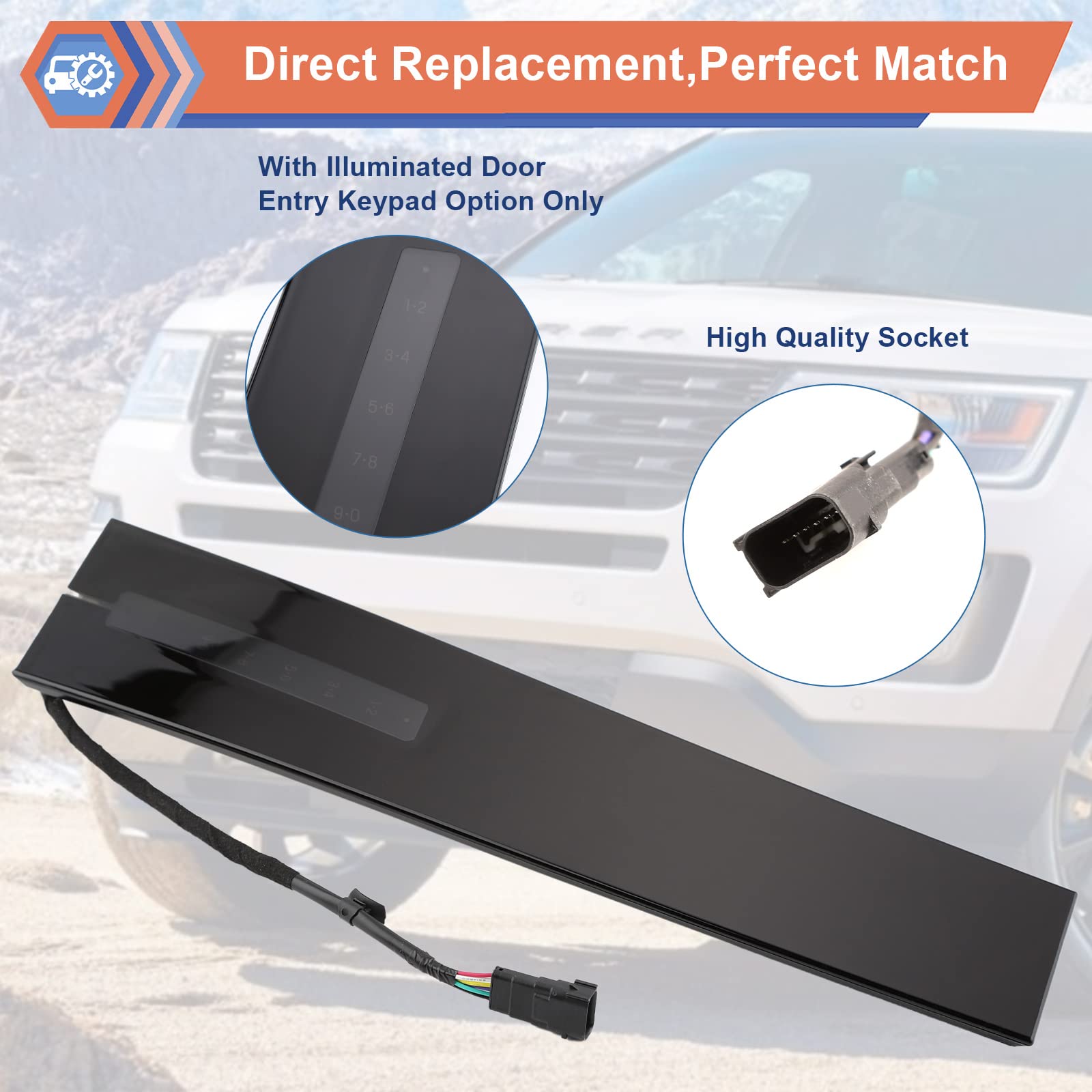 Zonfant B Pillar Molding Trim With Door Entry Keypad, Driver Front Left Outer Lh Side Compatible With Ford Vehicle 2011-2019 Exp