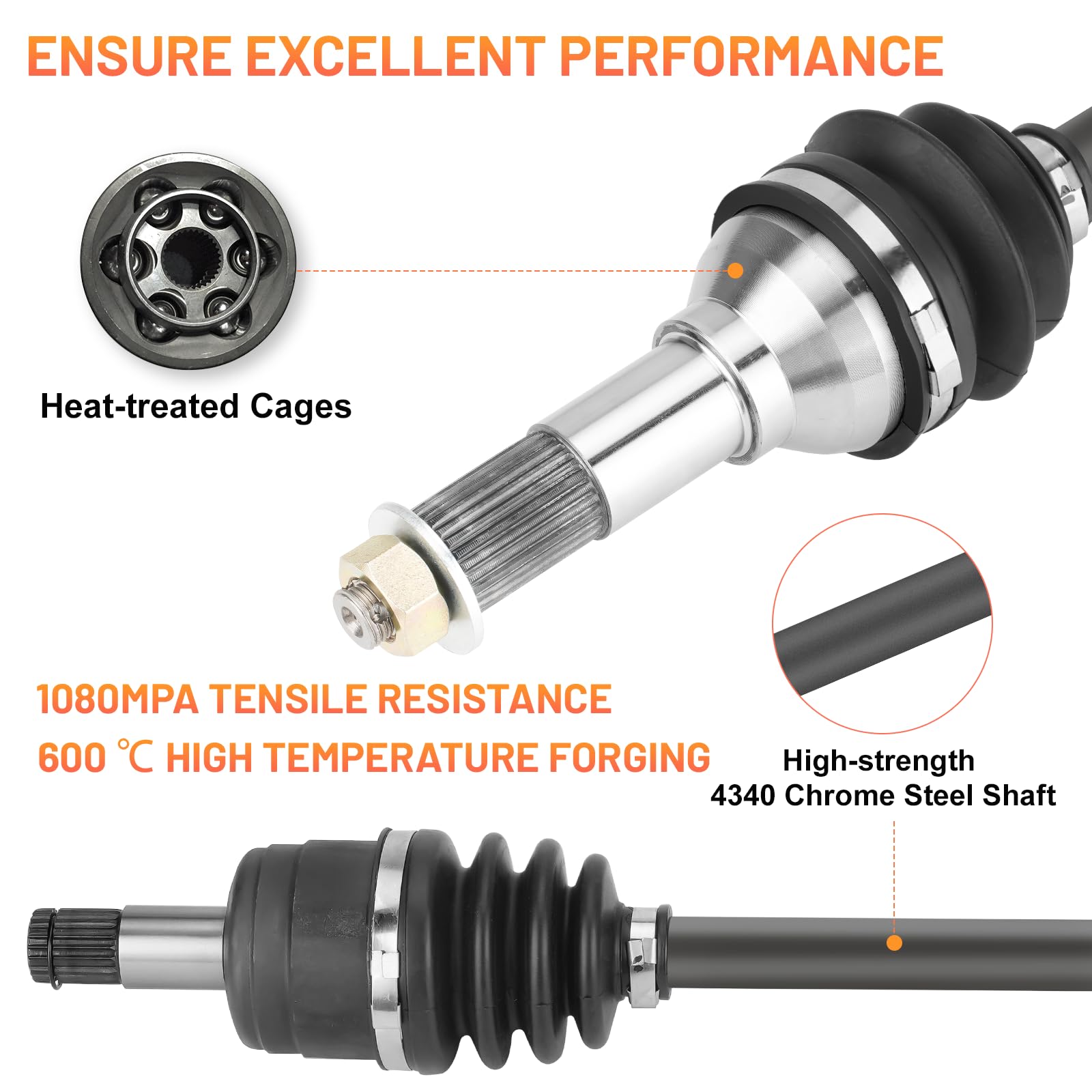 Magorfas Front Left & Right CV Axle Shaft with Wheel Bearing for Yamaha Grizzly, Bruin, Kodiak, Wolverine 4x4 (2003-2011)