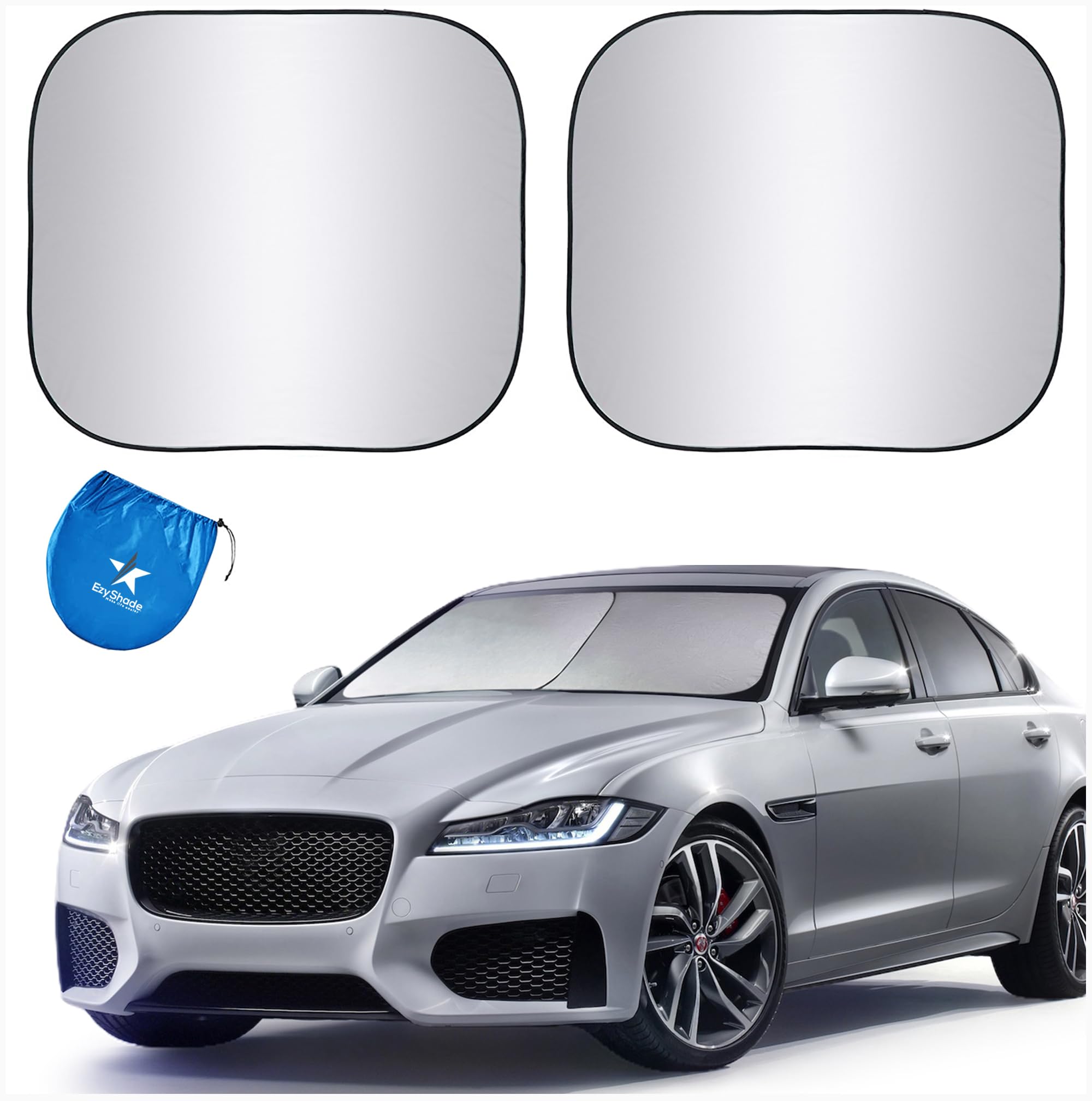 Ezyshade Windshield Sun Shade For Jeep With Shield-X Reflective Technology. See Vehicle Size-Chart. Foldable 2-Piece Car Sunshad