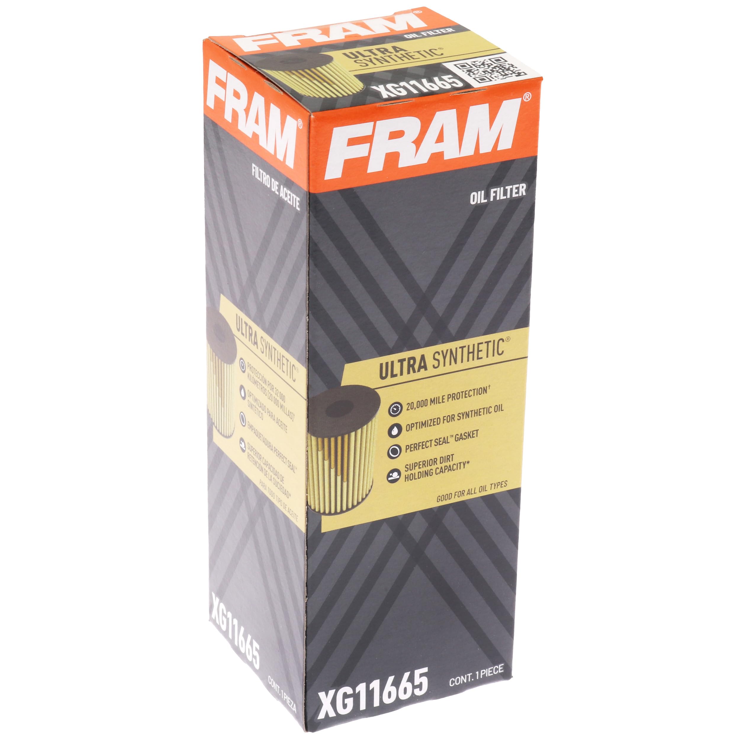 Fram Ultra Synthetic Automotive Replacement Oil Filter, Designed For Synthetic Oil Changes Lasting Up To 20K Miles, Xg11665 (Pac