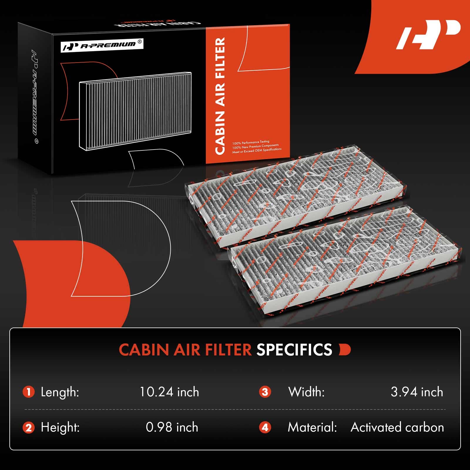 A-Premium 2-Pc Cabin Air Filter With Activated Carbon Compatible With Nissan Frontier 2005-2023, Pathfinder 2005-2012, Xterra 20