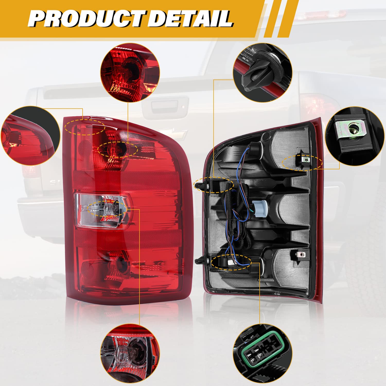 Cleryye Tail Light Assembly Compatible With Chevy Silverado 07-13 1500 | 07-14 2500 Hd 3500 Hd, Oe-Style Replaces 25958483 Gm280